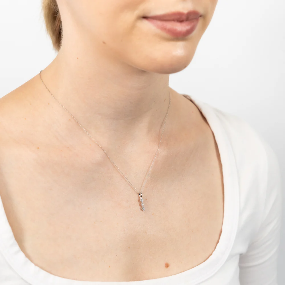 Luminesce Lab Grown 9ct White Gold 1/3 Carat 3-Stone Pendant