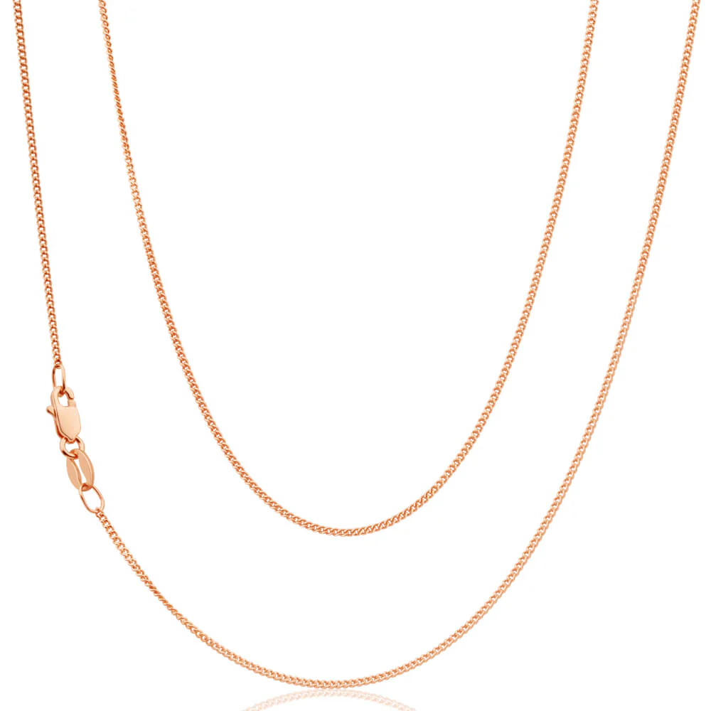 9ct Rose Gold Diamond Cut 45cm Curb Chain