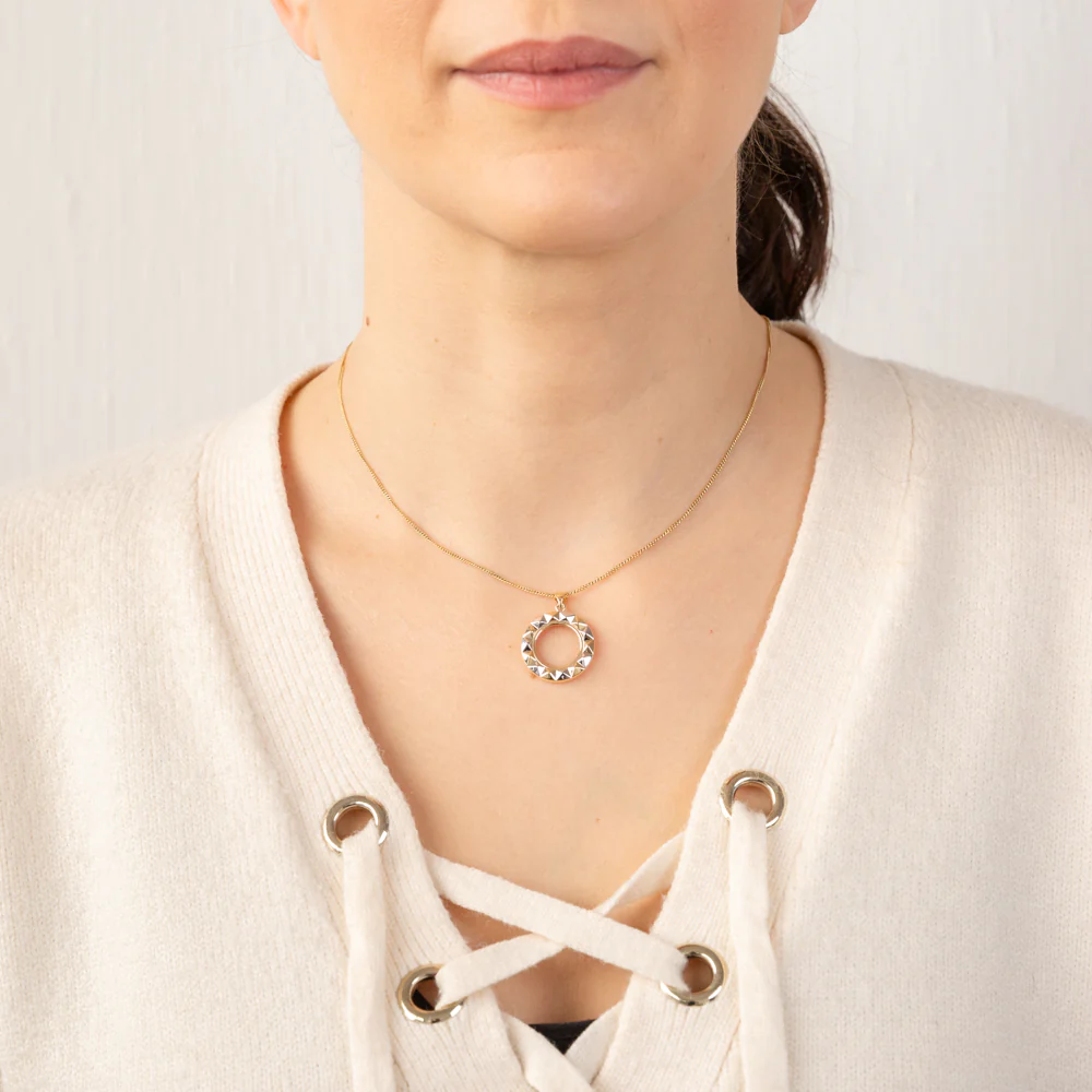 9ct Yellow And White Gold Geometric Pattern Circle Of Life Pendant