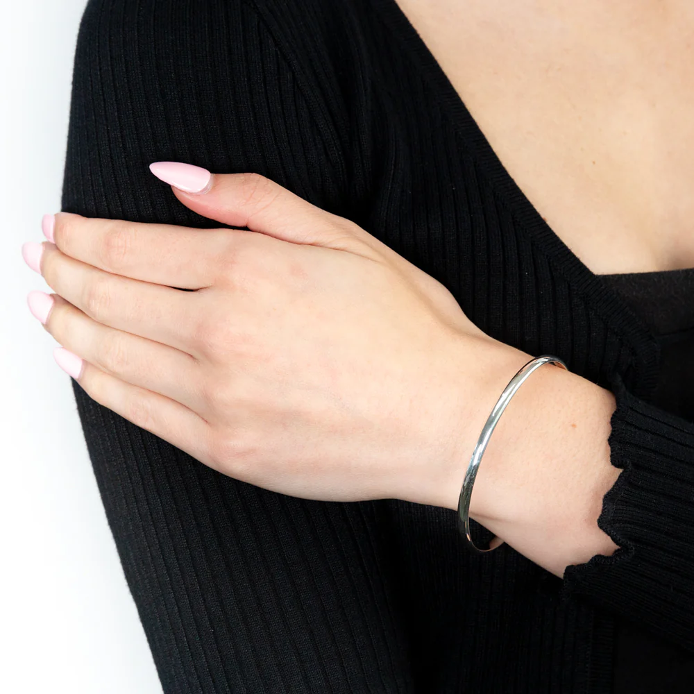 Solid Sterling Silver Plain Golf Bangle