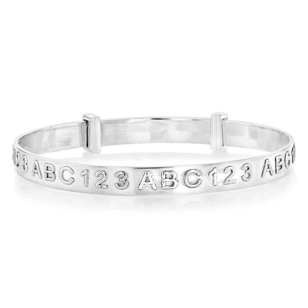 Sterling Silver ABC123 Baby Bangle