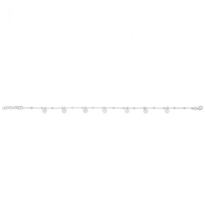 Sterling Silver Multi Disc Charm Anklet 25cm