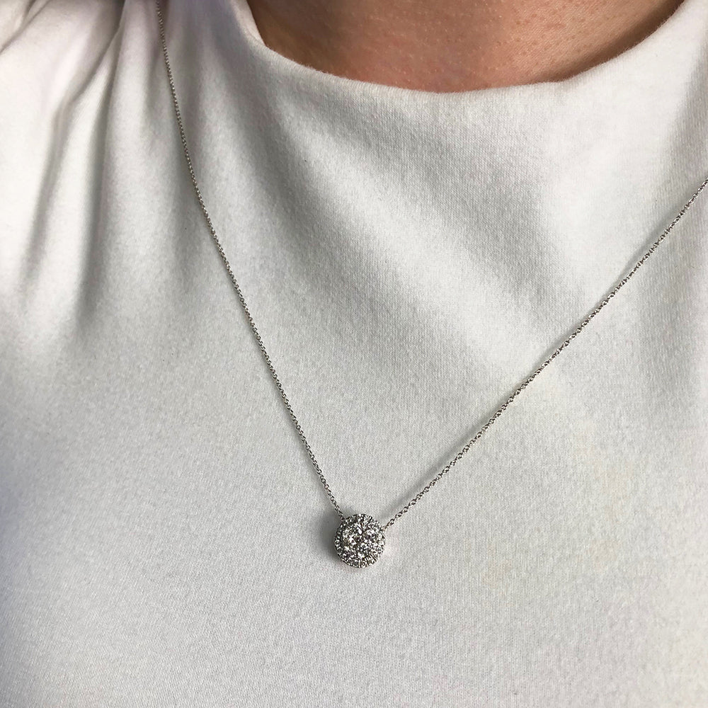 9ct White Gold 1/2 Carat Diamond Cluster Pendant