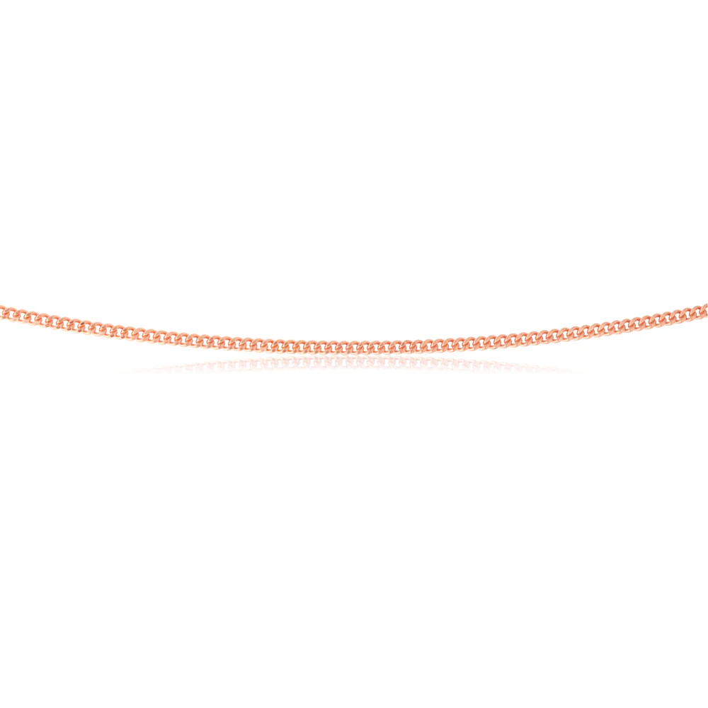 Sterling Silver Rose Plated 45cm Curb Dicut Chain
