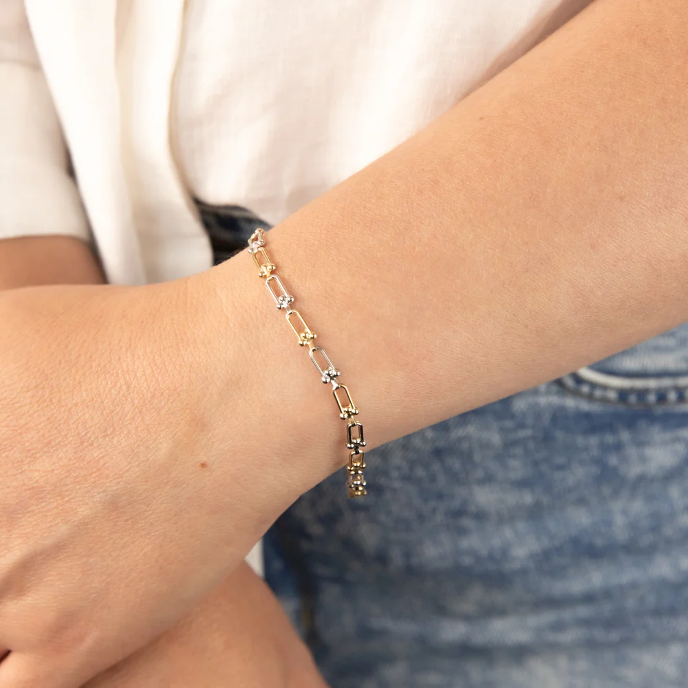 9ct Yellow & White Gold Two Tone Fancy Bracelet