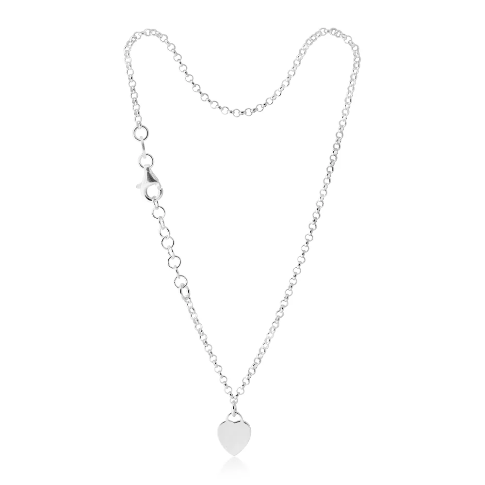Sterling Silver Heart Charm Trace Anklet 25cm