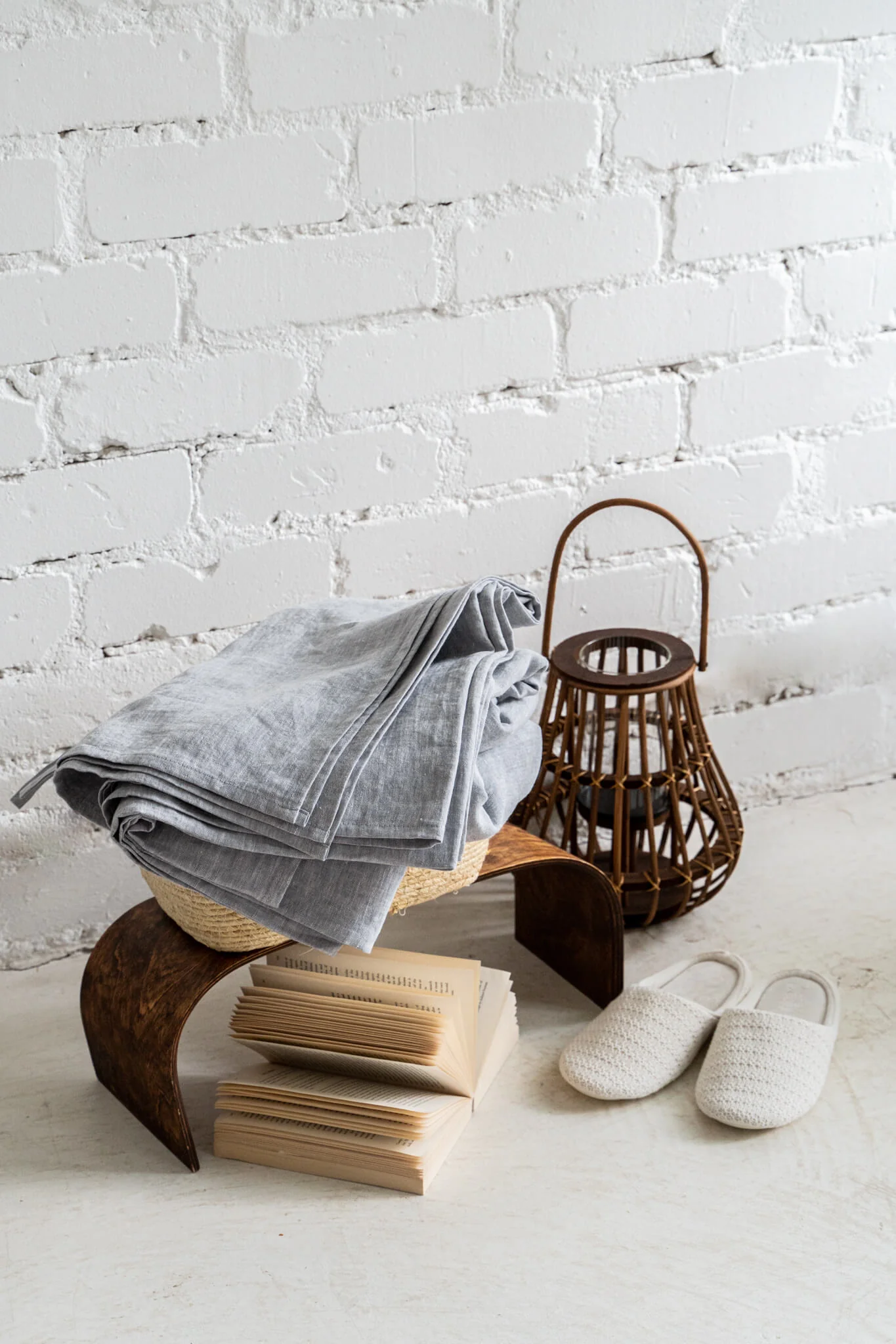 Leinen-Bettlaken in Melange-Grau