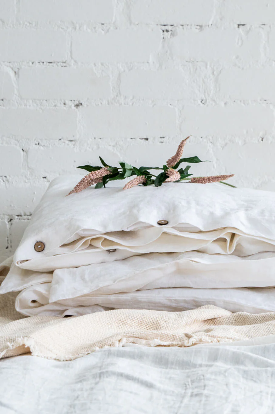 Bettbezug aus Leinen in der Farbe Off White