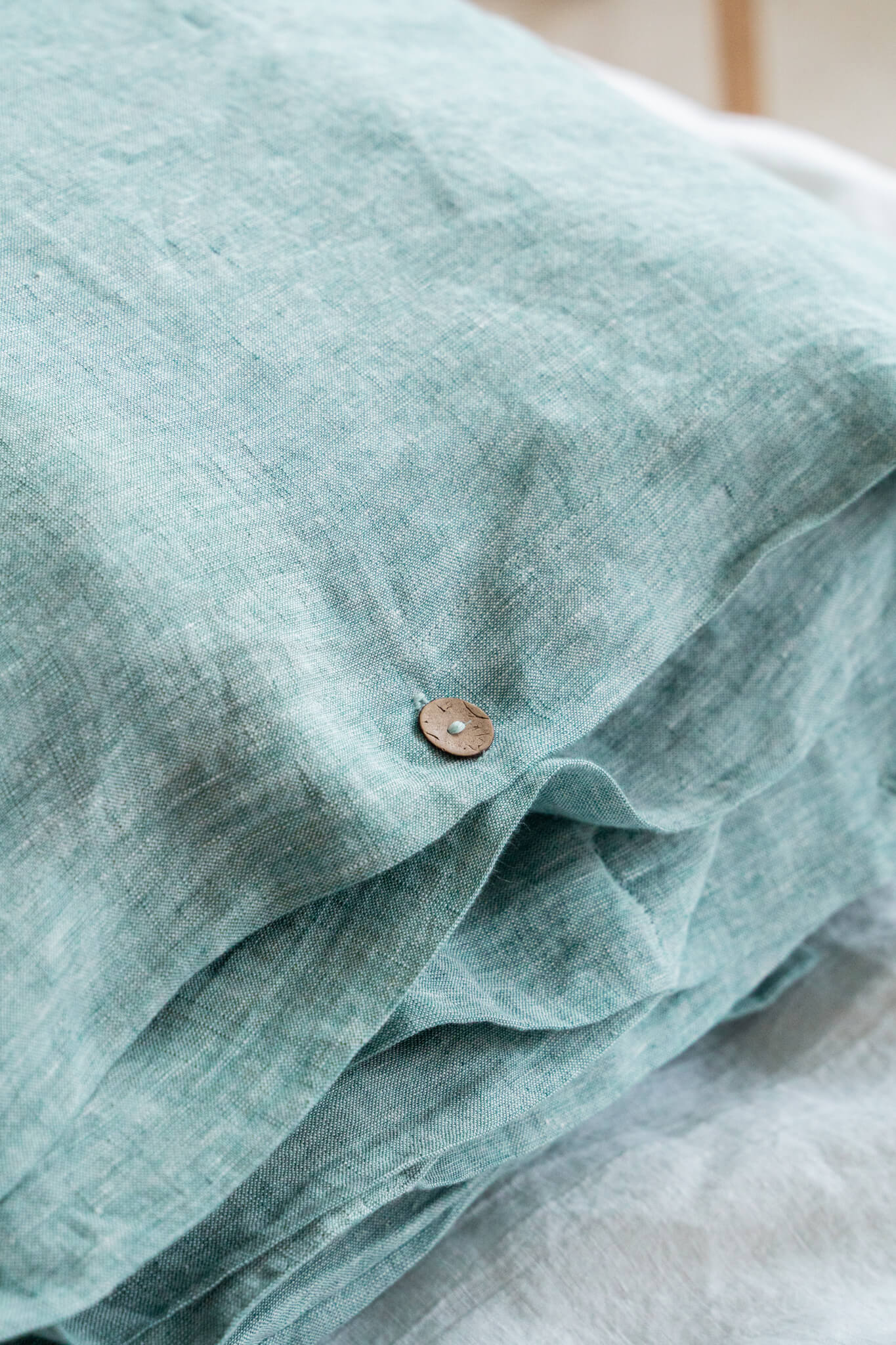 Bettbezug aus Leinen in der Farbe Melange Green