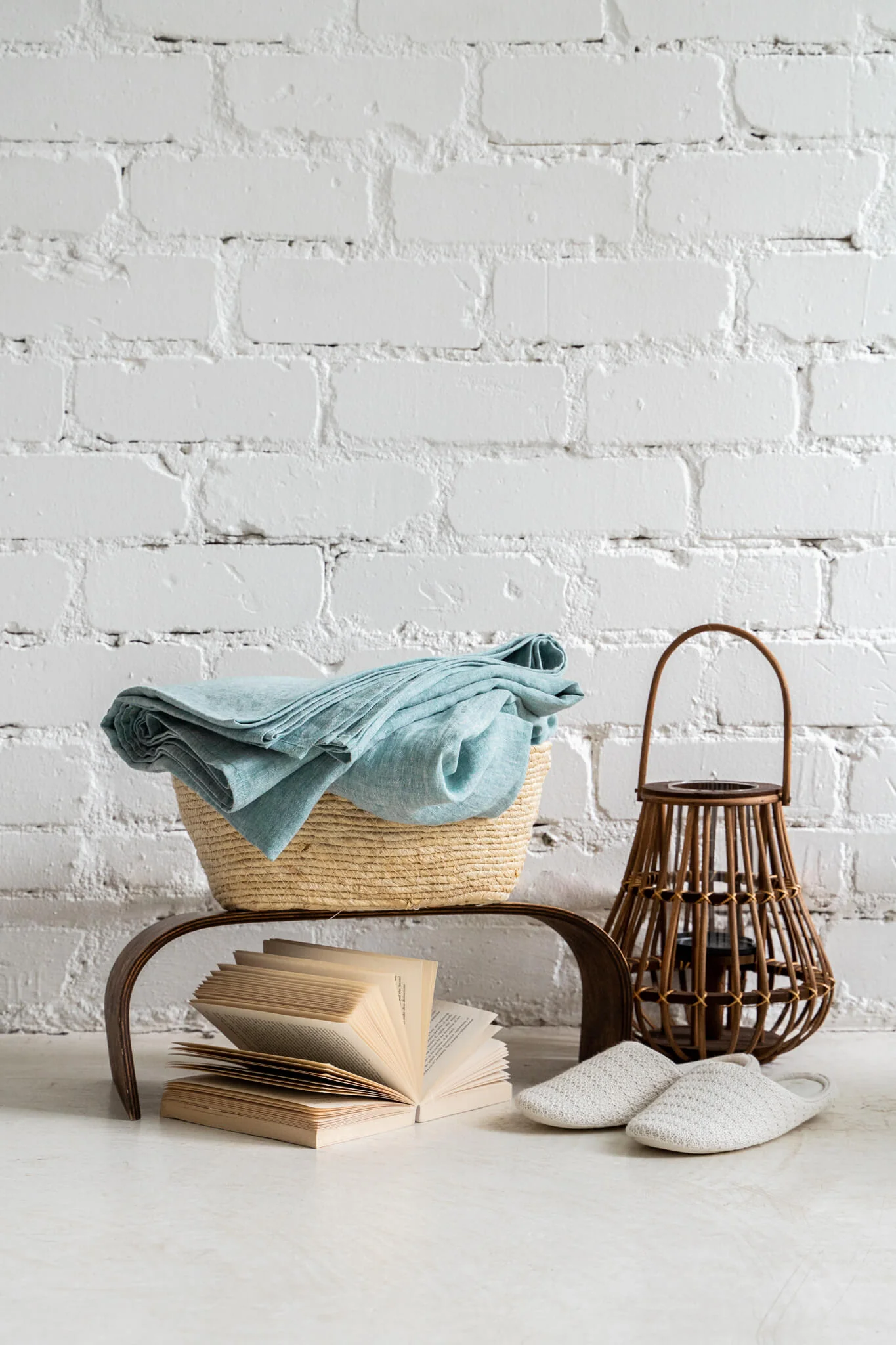 Leinen-Bettlaken in der Farbe Melange Green