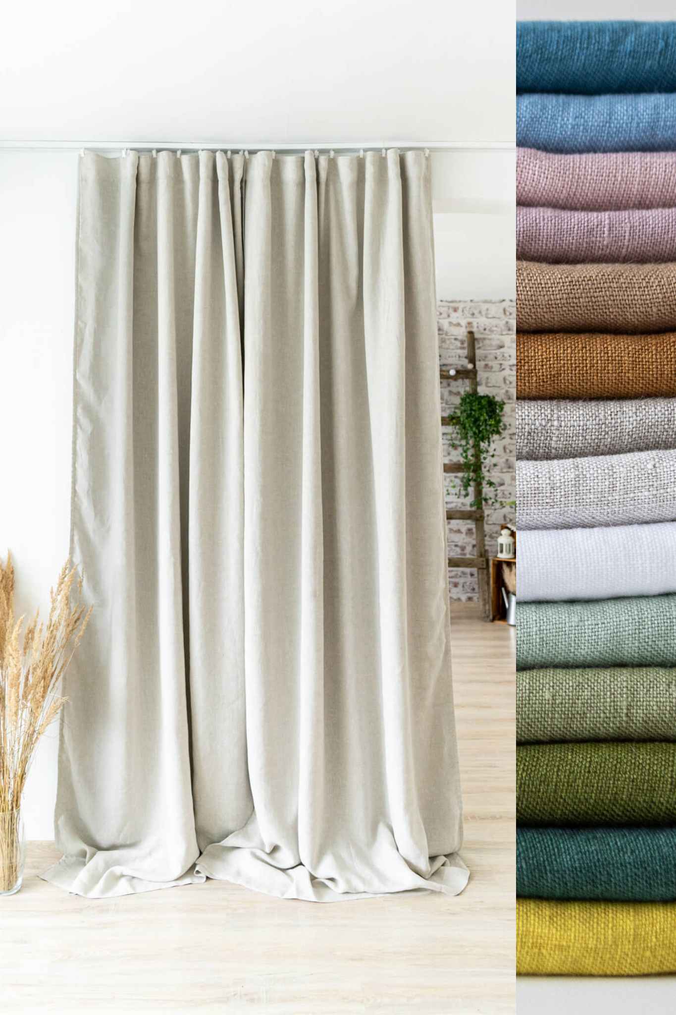 Verdunkelungsvorhänge aus Leinen, 2er-Set, je 270 cm breit. Sondergrößen erhältlich