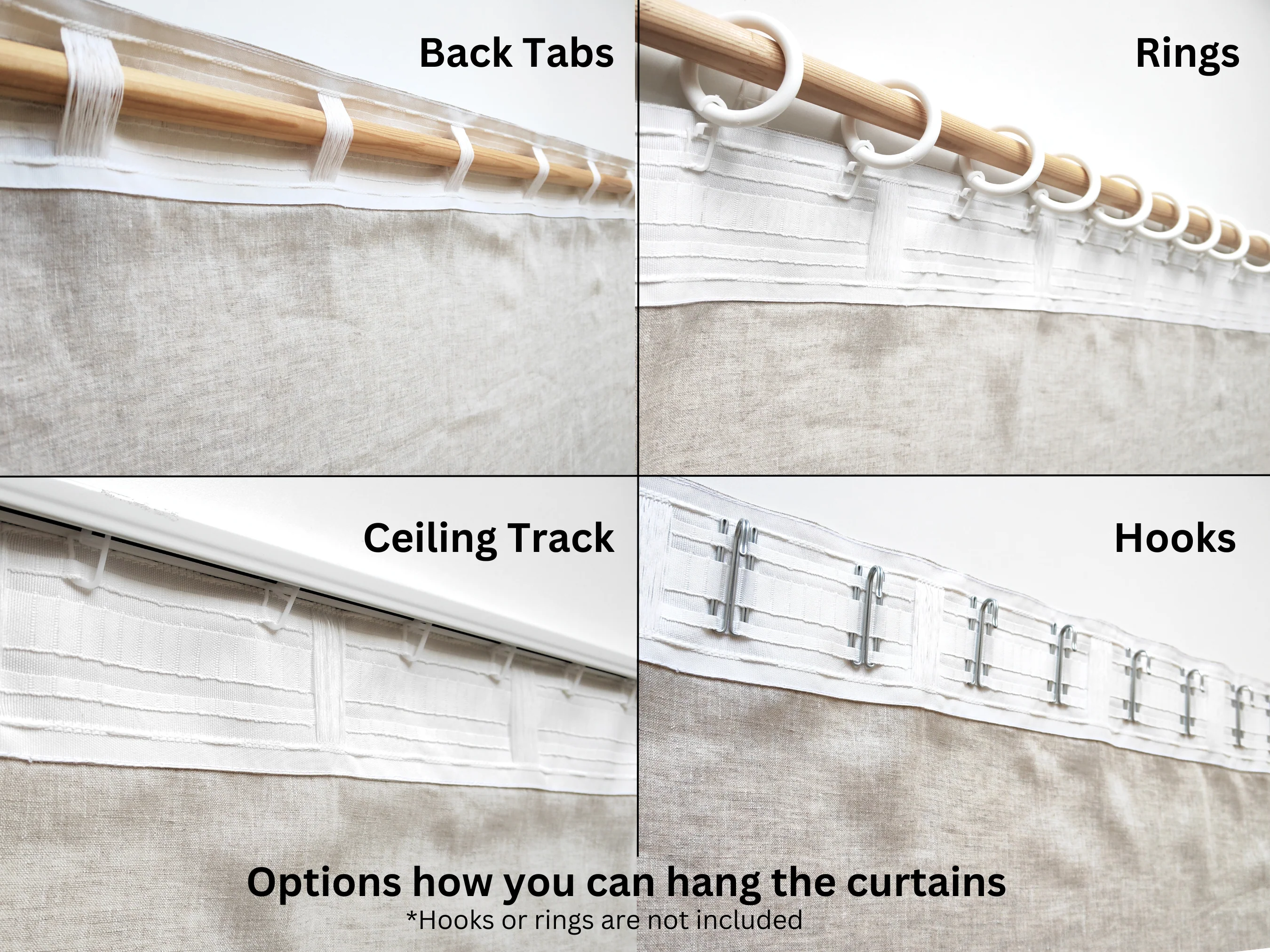 Leinenvorhänge mit Multifunktionsband. Sonderanfertigung