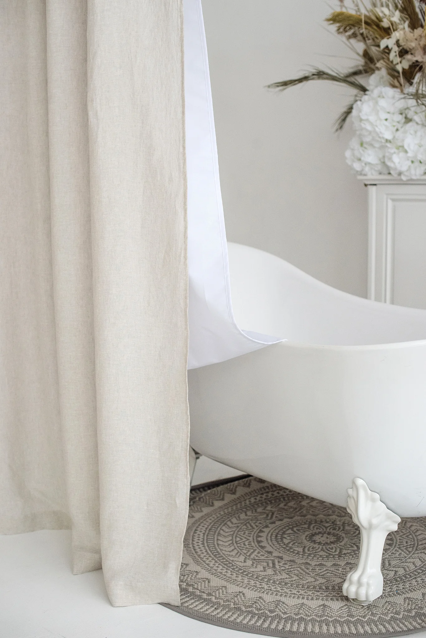 Duschvorhang aus Leinen. Sonderanfertigung für Rosa