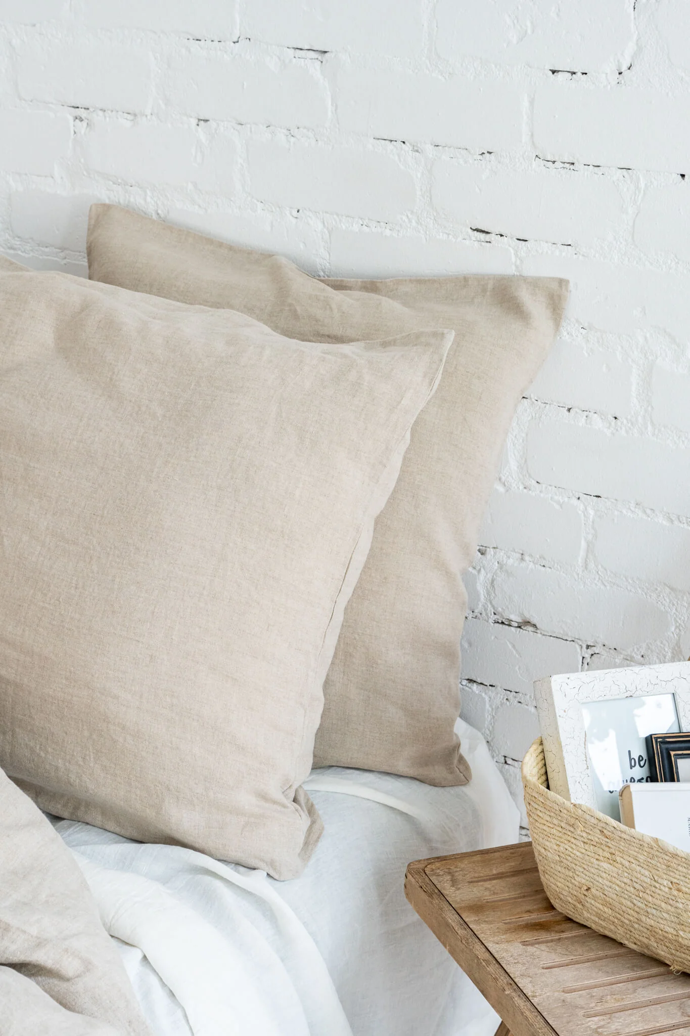 Kissenbezüge aus Leinen mit Hotelverschluss in Naturfarbe (2er-Set)