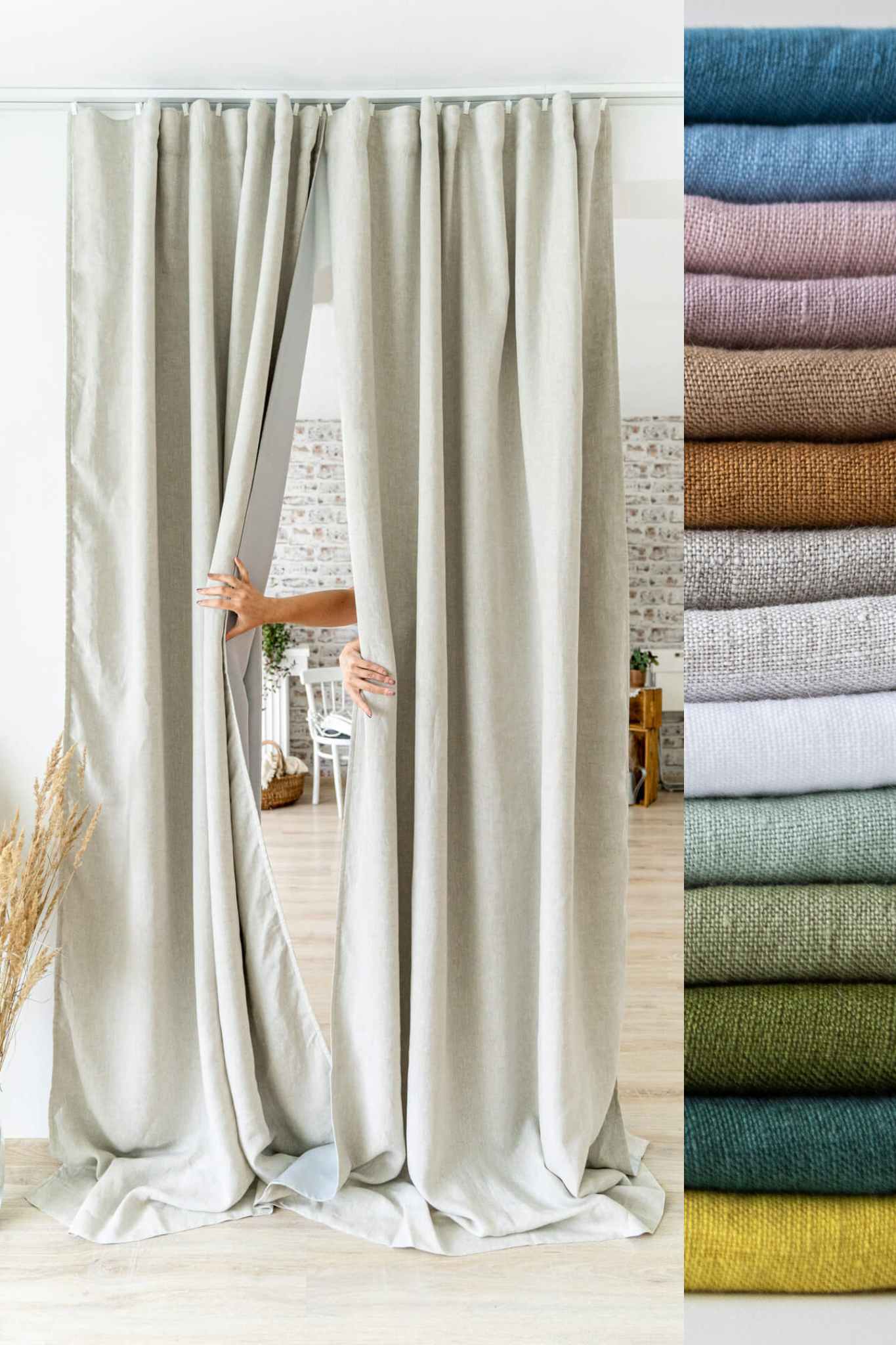 Verdunkelungsvorhänge aus Leinen, 2er-Set, jeweils 130 cm breit. Sondergrößen erhältlich