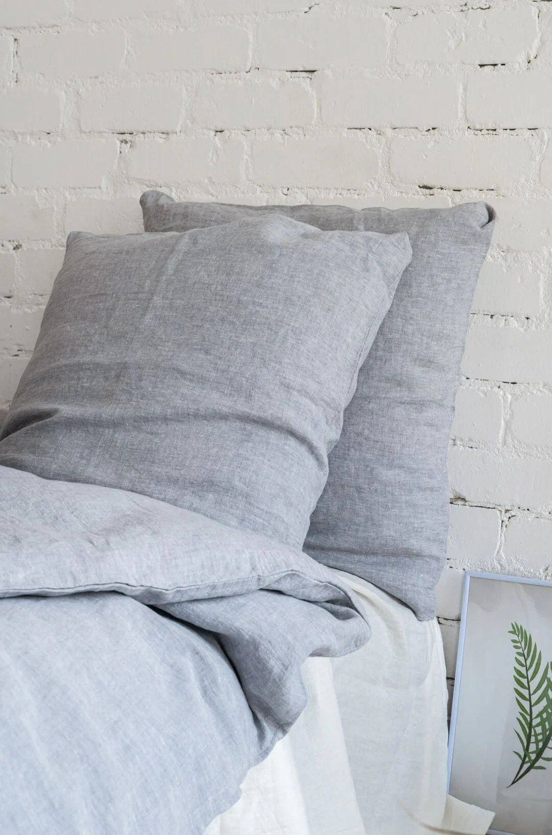 Kissenbezüge aus Leinen mit Hotelverschluss in der Farbe Melange Grey (2er-Set)