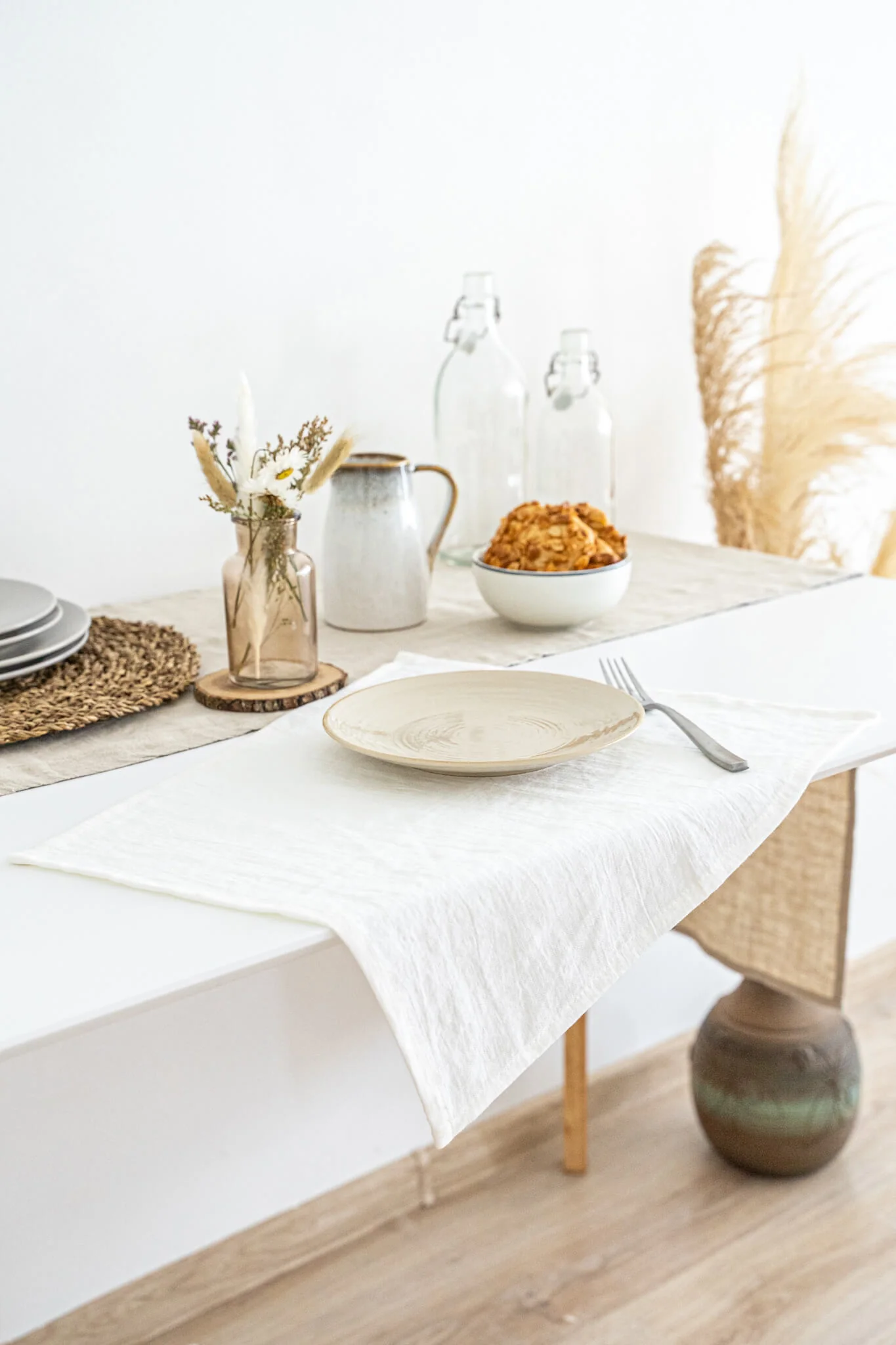 Tischsets aus Leinen in der Farbe Off White