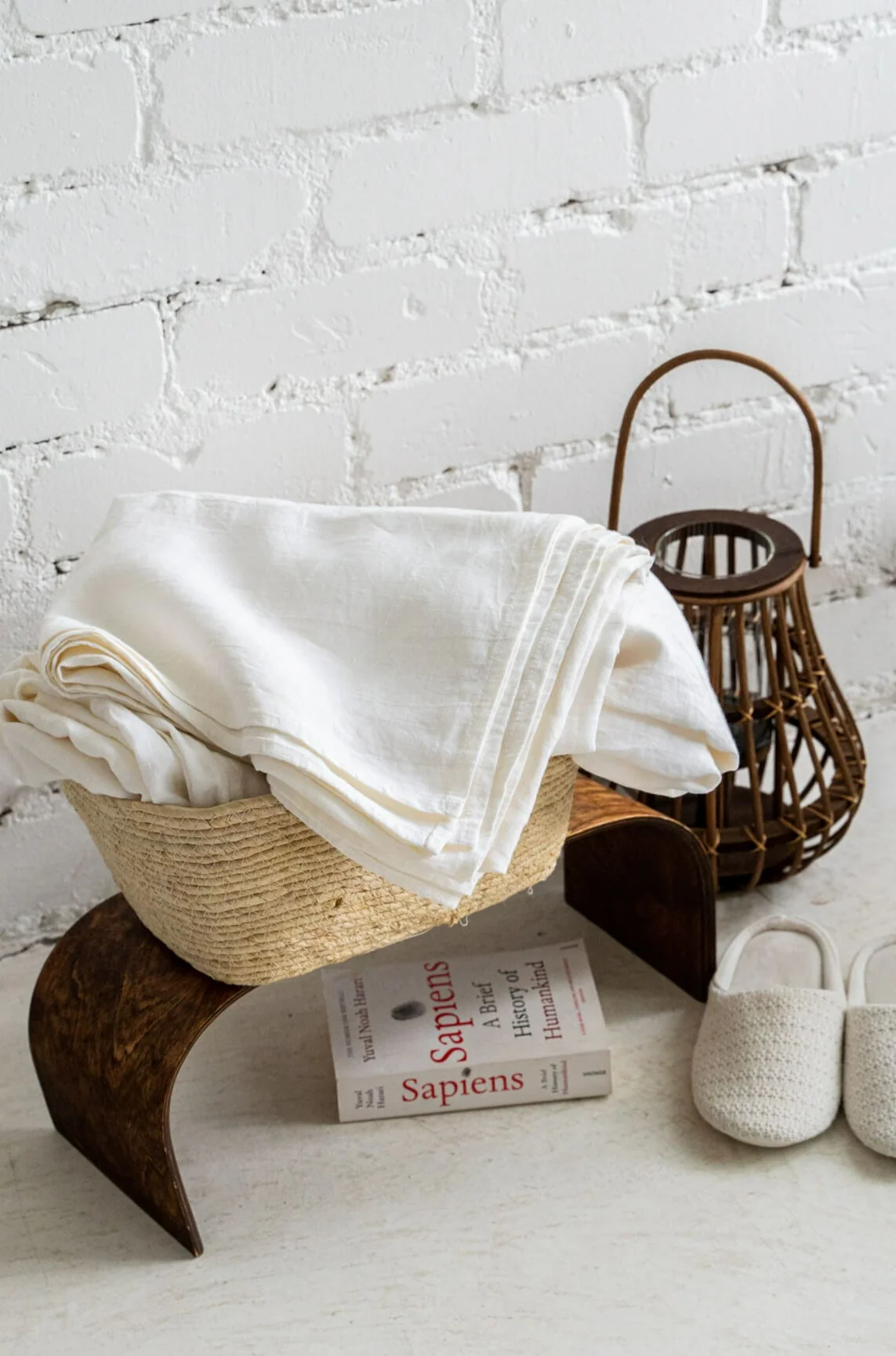 Bettlaken aus Leinen in der Farbe Off White