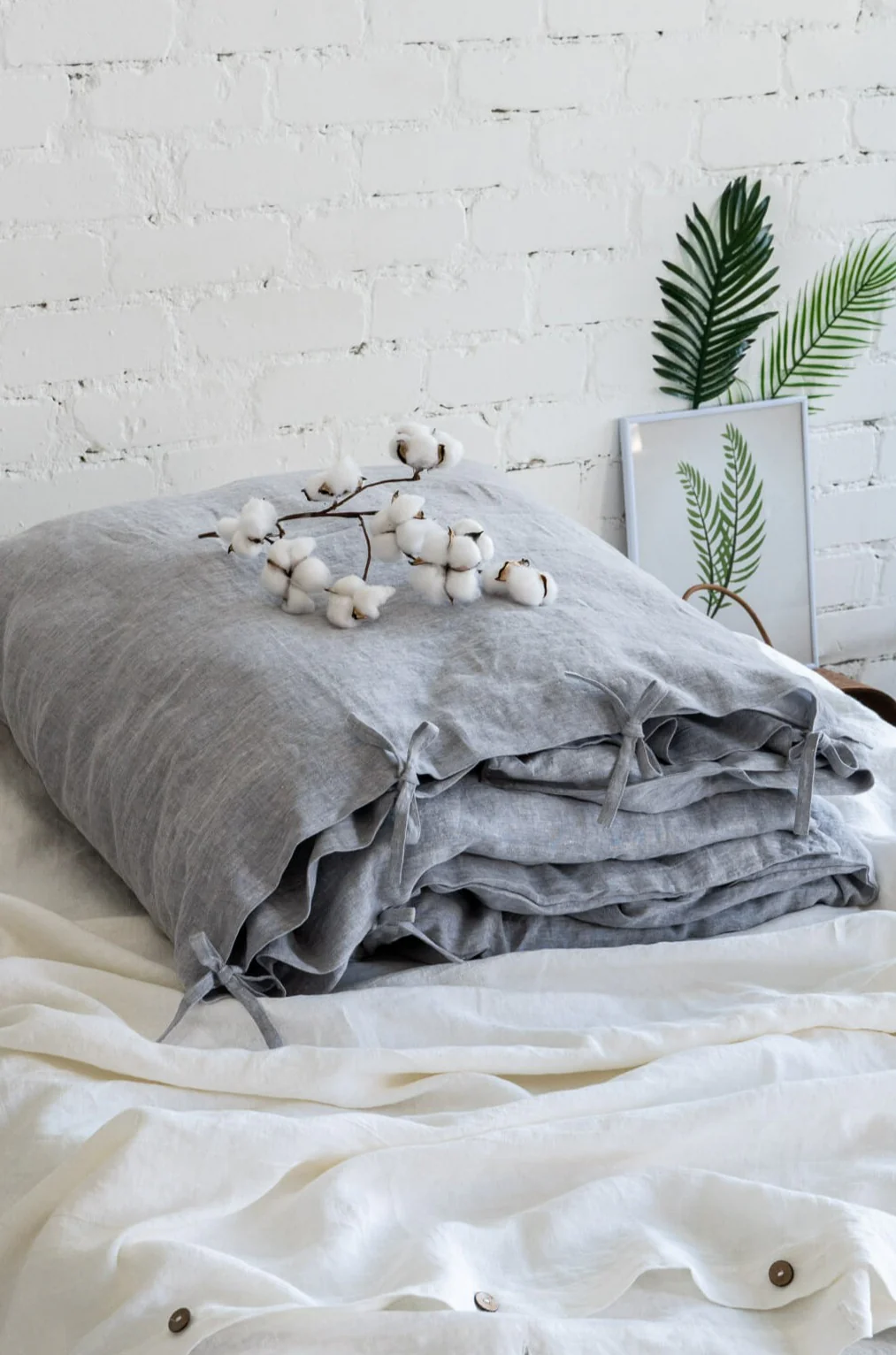 Bettbezug aus Leinen in der Farbe Melange Grey