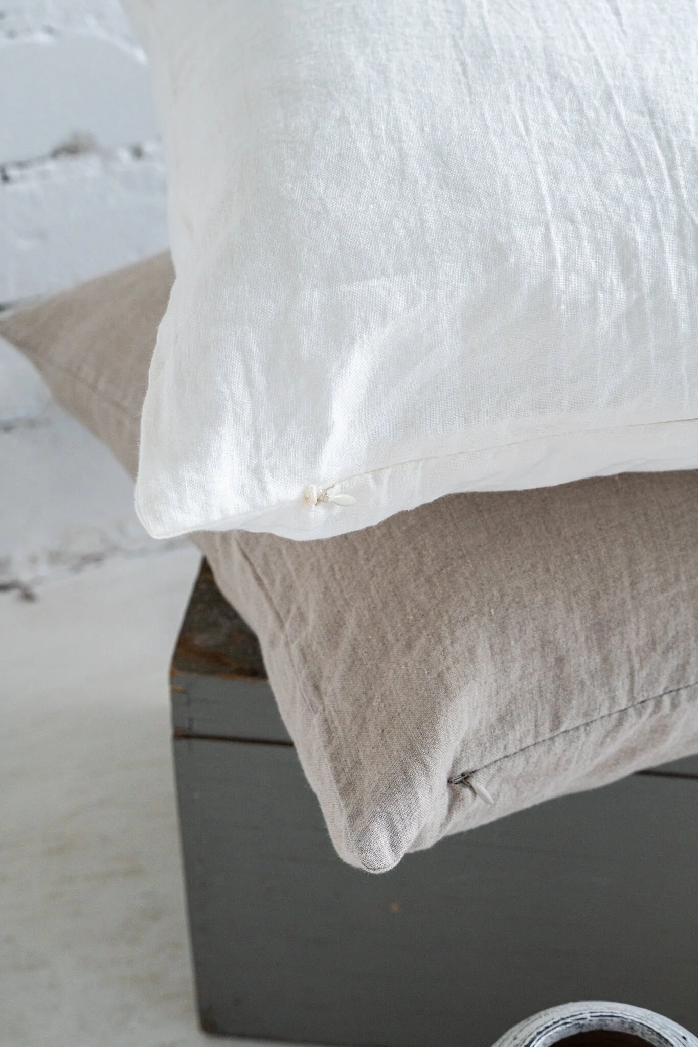 Leinen-Kissenbezüge mit Reißverschluss in verschiedenen Farben (2er-Set)