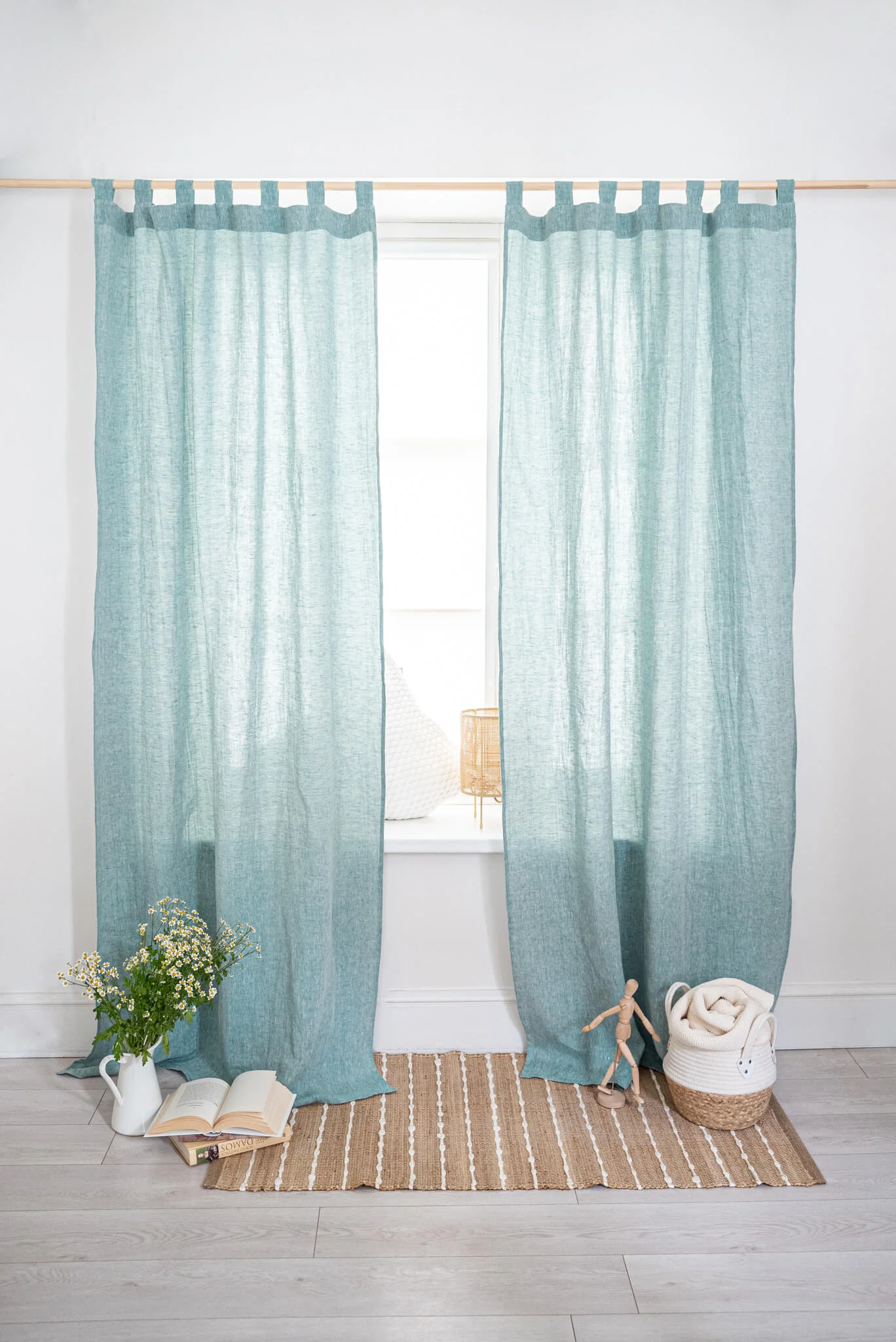 Leinenvorhänge mit Schlaufen (1 Paar). Sondergrößen erhältlich