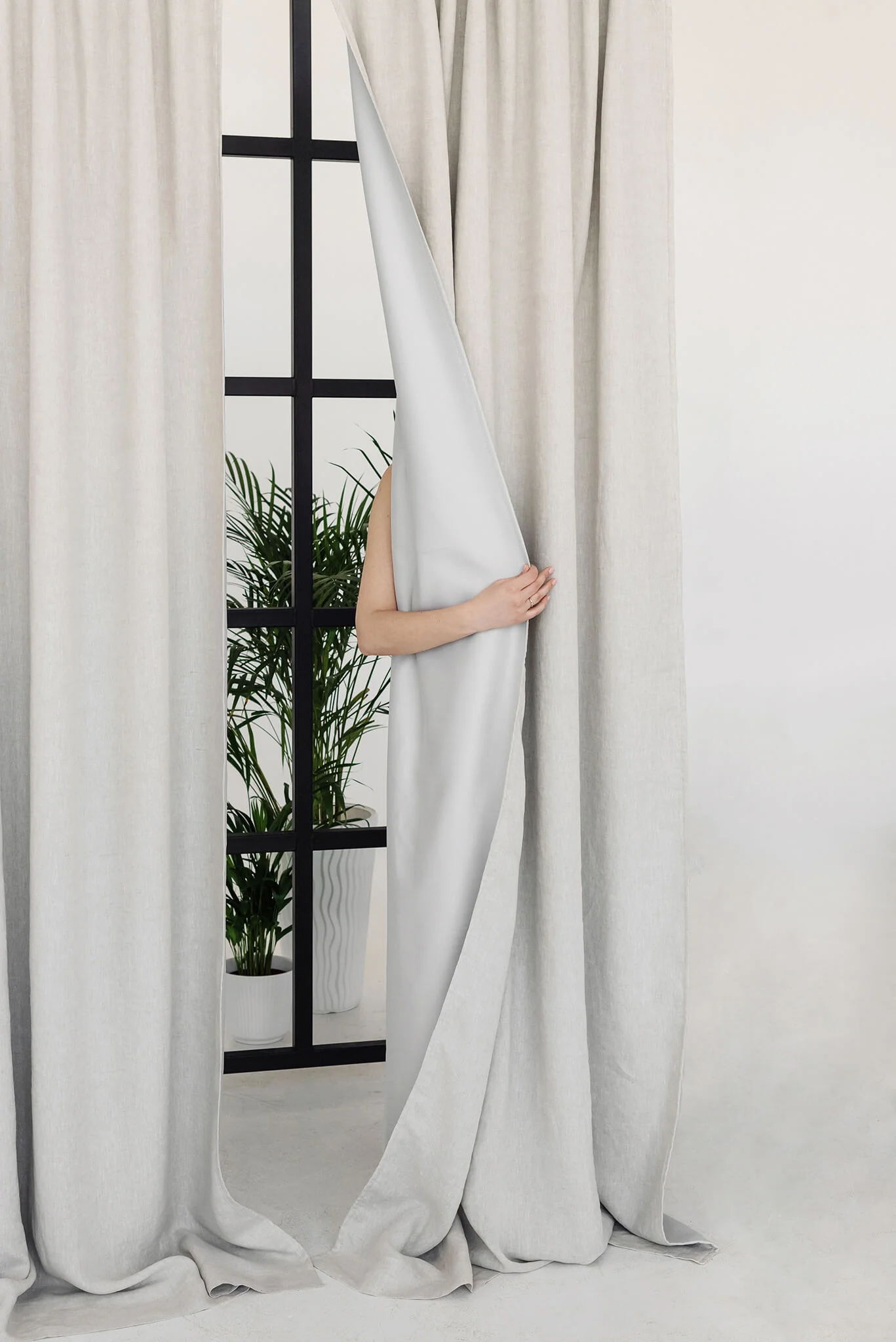 Verdunkelungsvorhänge aus Leinen in der Farbe „Natural Light“ (1 Paar). Sondergrößen erhältlich