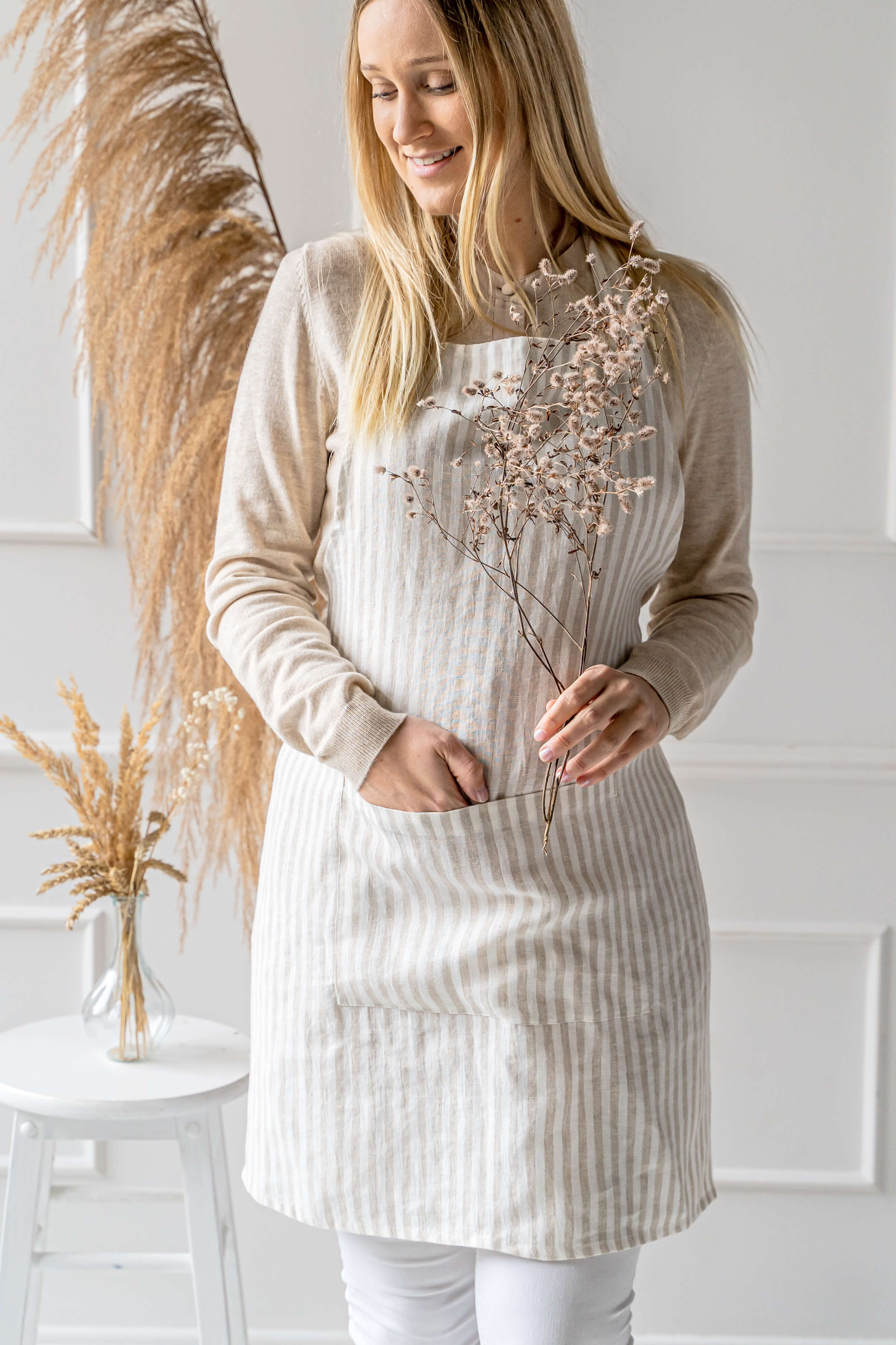 Unisex klassische Leinenschürze in verschiedenen Farben