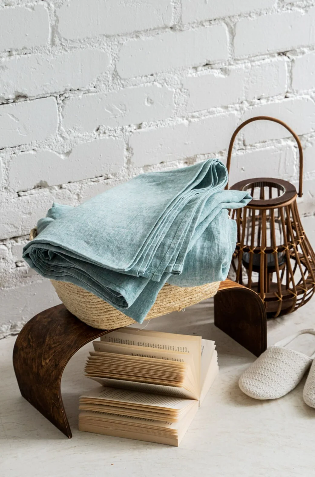 Leinen-Bettlaken in der Farbe Melange Green