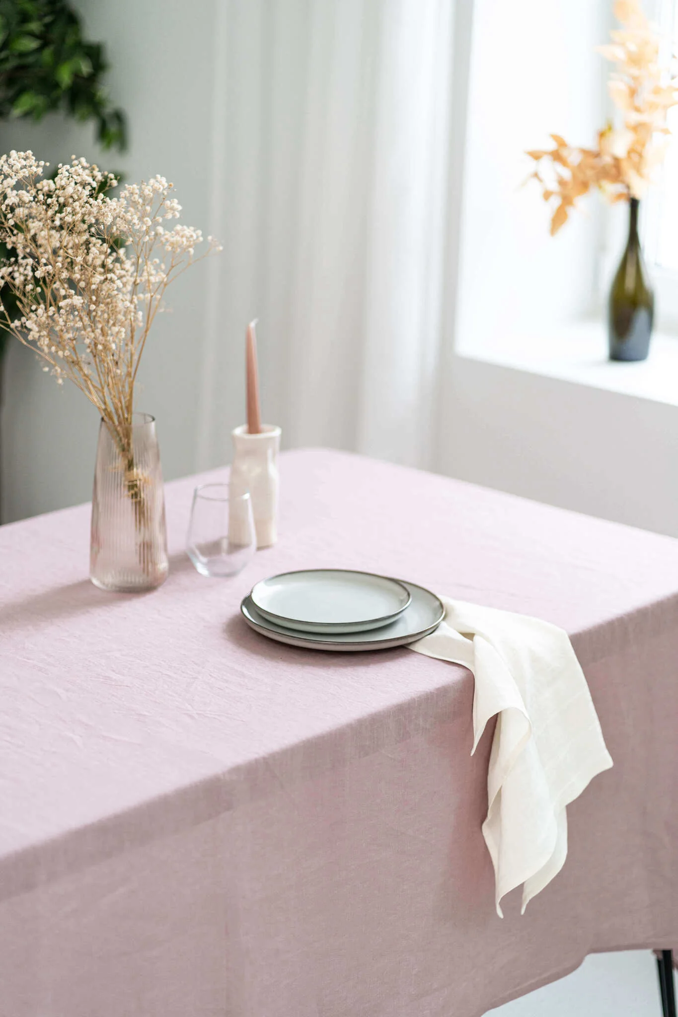 Leinentischdecke in der Farbe Dusty Rose. Sondergrößen erhältlich