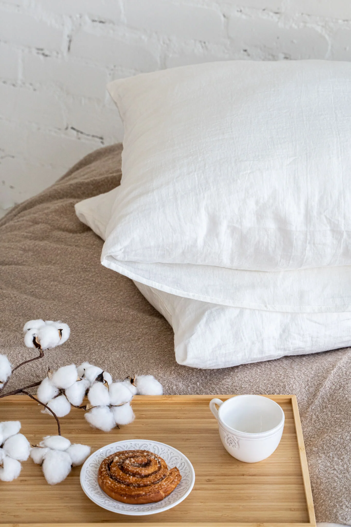 Kissenbezüge aus Leinen mit Hotelverschluss in Off-White (2er-Set)