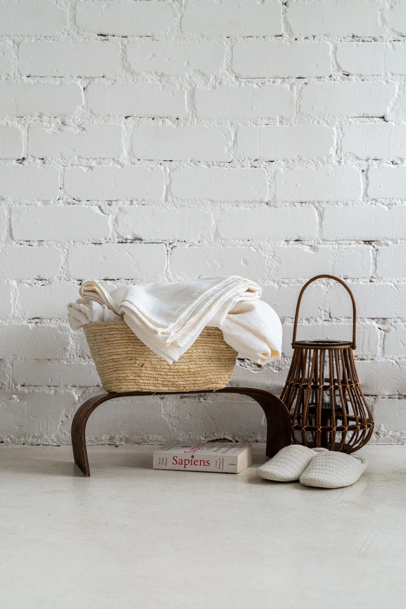 Bettlaken aus Leinen in der Farbe Off White