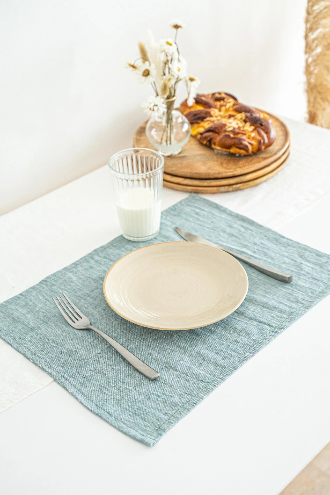 Tischsets aus Leinen in der Farbe Melange Green