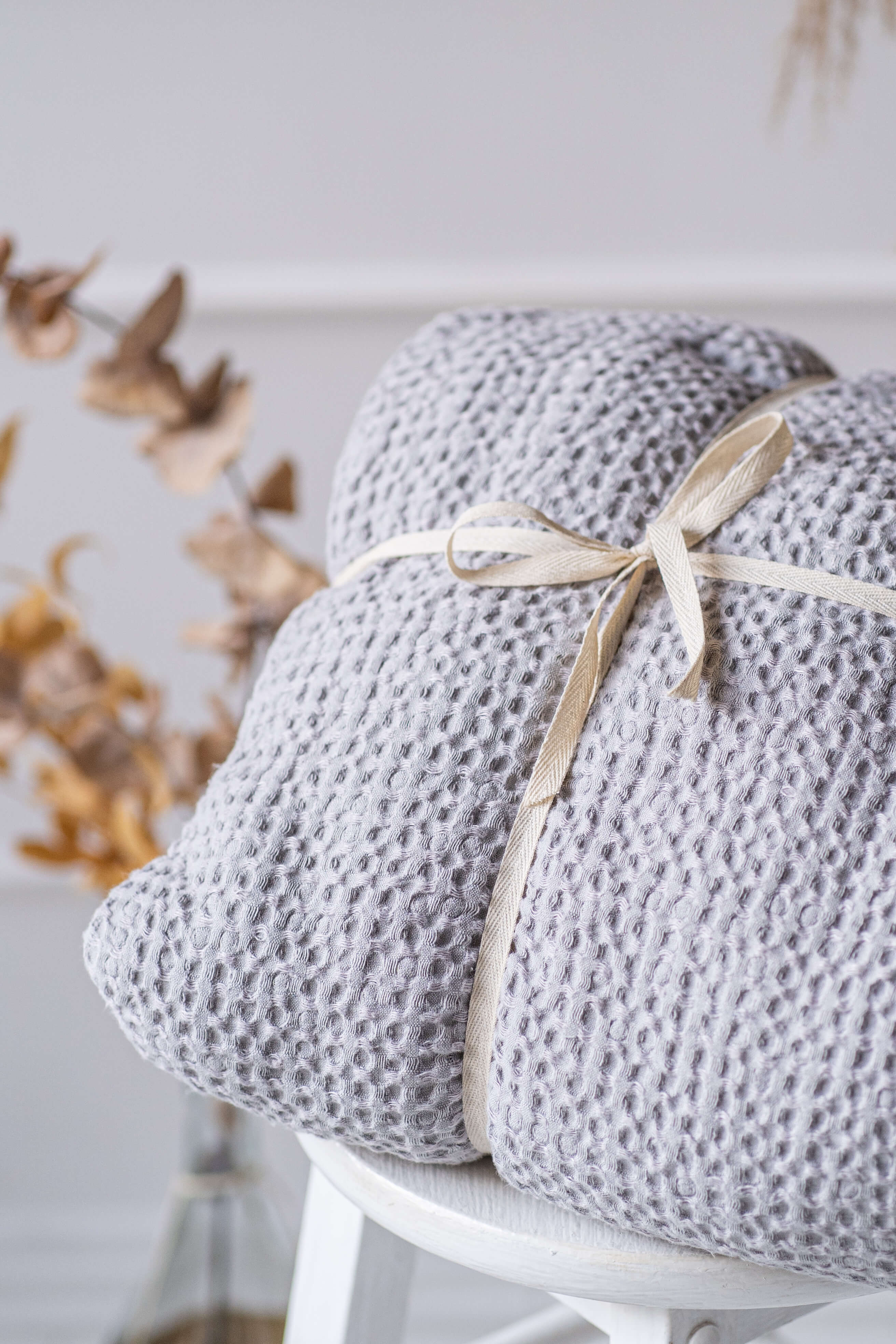 Waffeldecke in Hellgrau, Größe: 210 x 230 cm