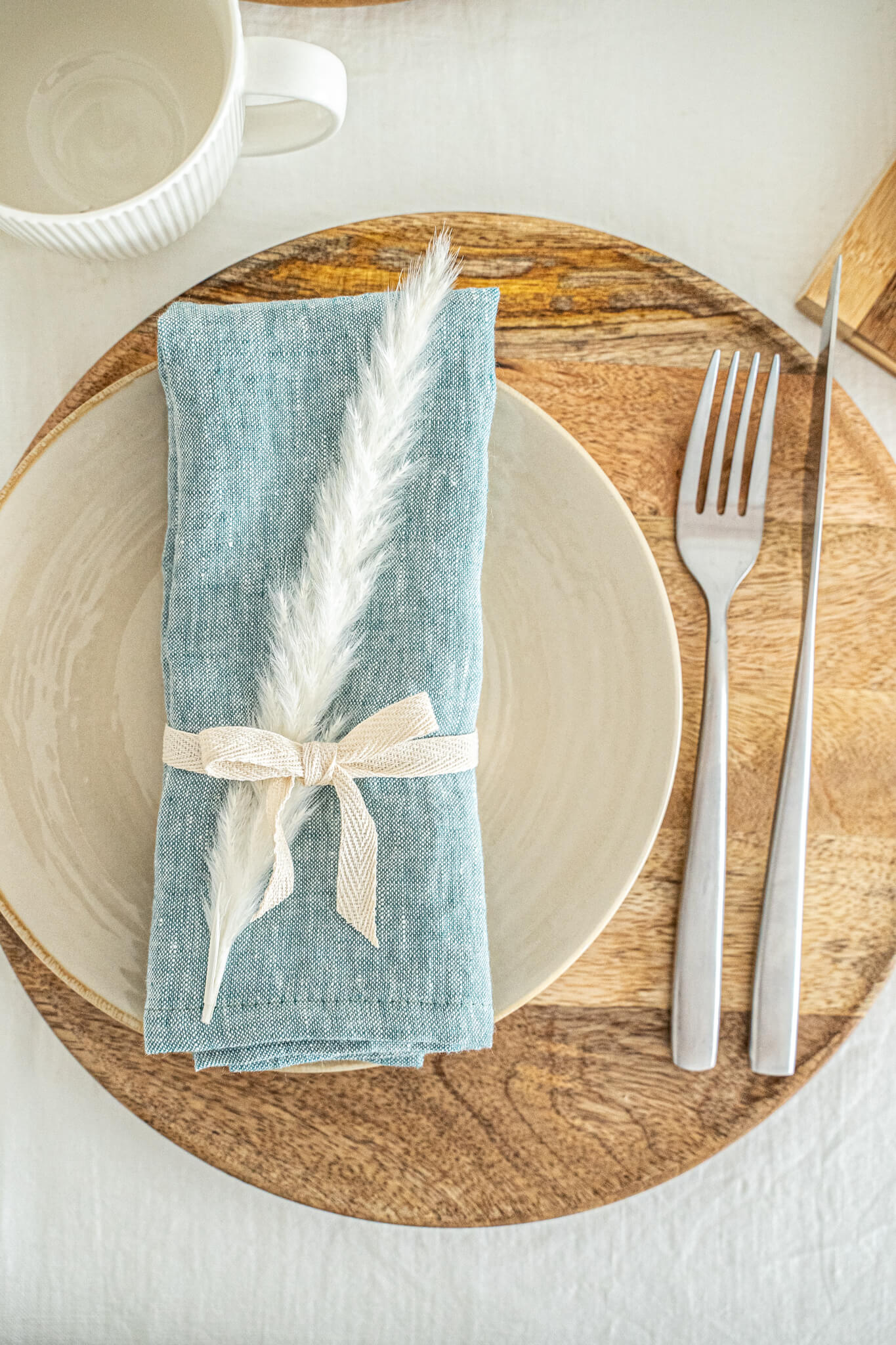 Leinenservietten-Set in Melange-Grün