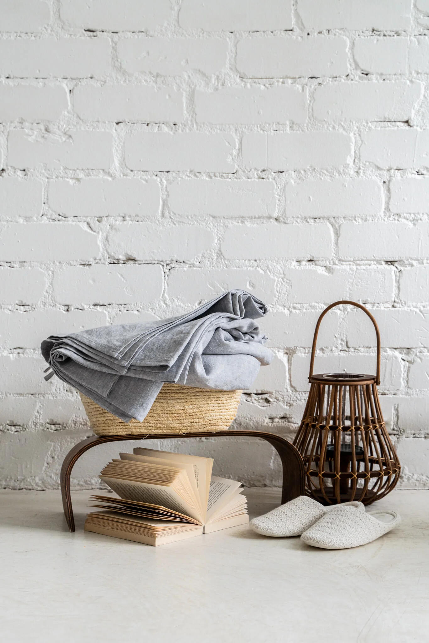 Leinen-Bettlaken in Melange-Grau