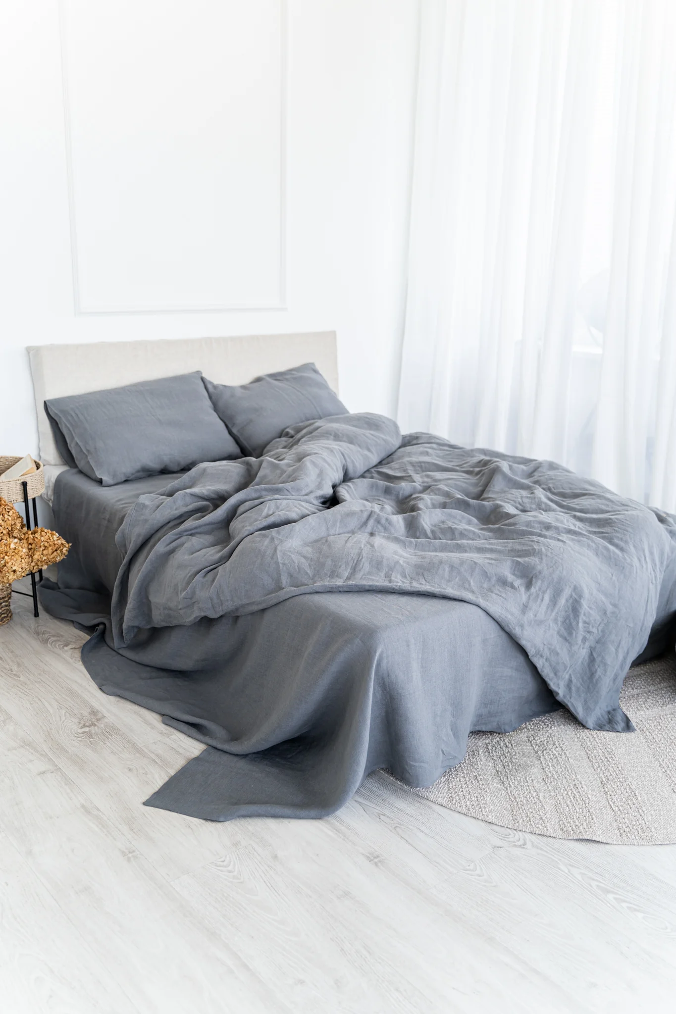 Leinen-Bettwäsche-Set: Leinen-Bettbezug + 2 Leinen-Kissenbezüge