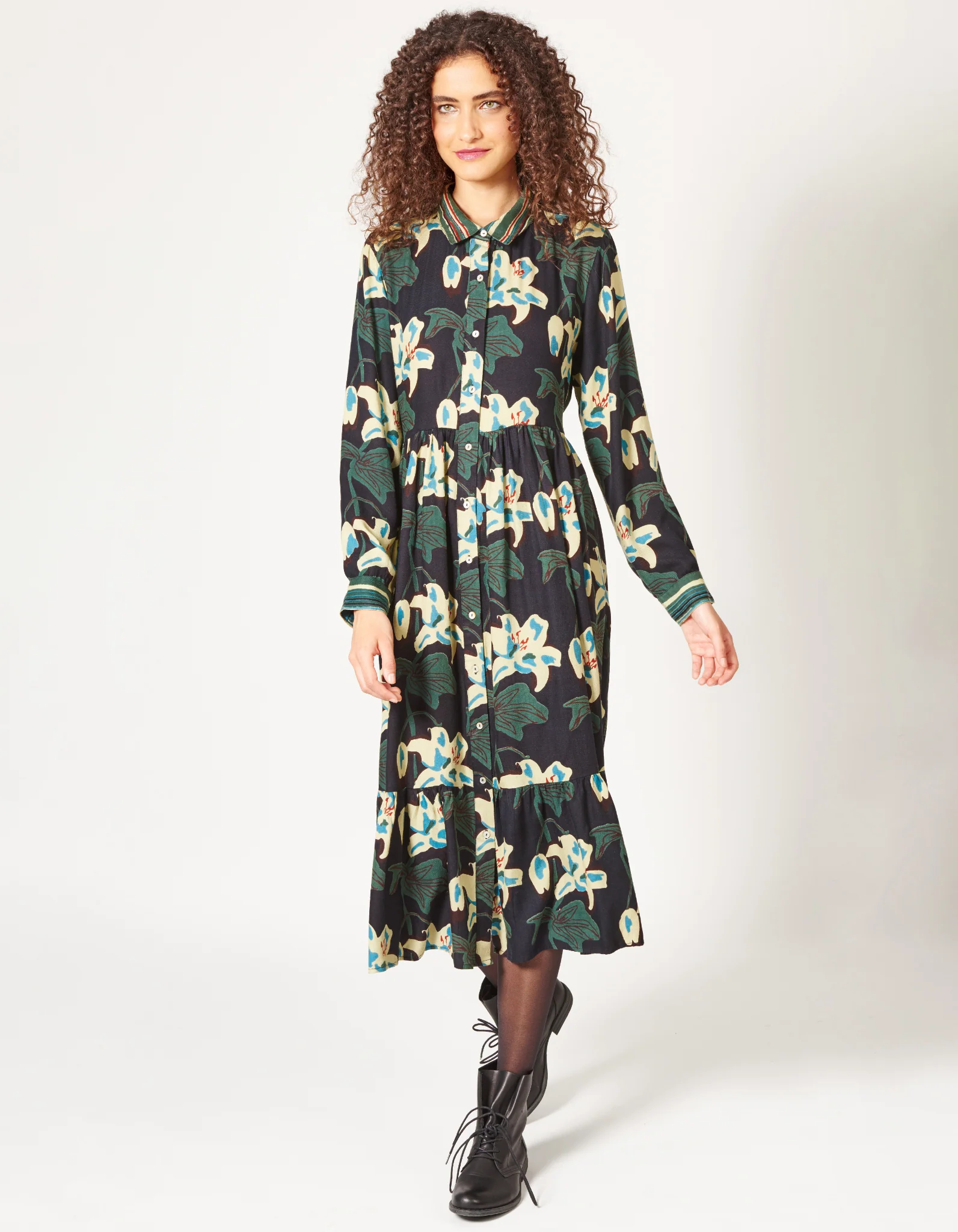 Maxikleid Razah big flower mit verstellbaren rmeln und floralem Muster