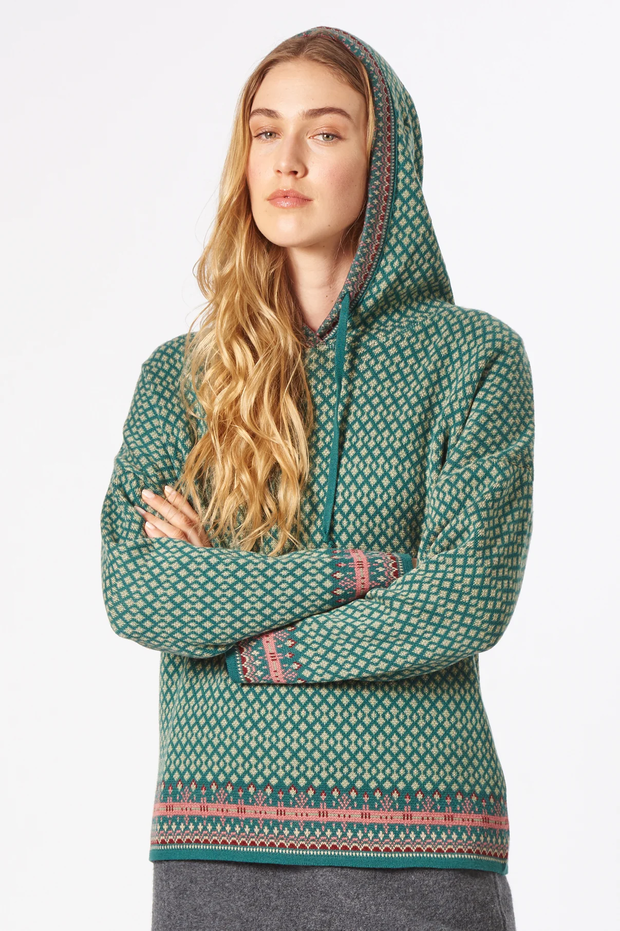 Jacquard-Kapuzenpullover aus 100% Bio-Baumwolle (GOTS zertifiziert)