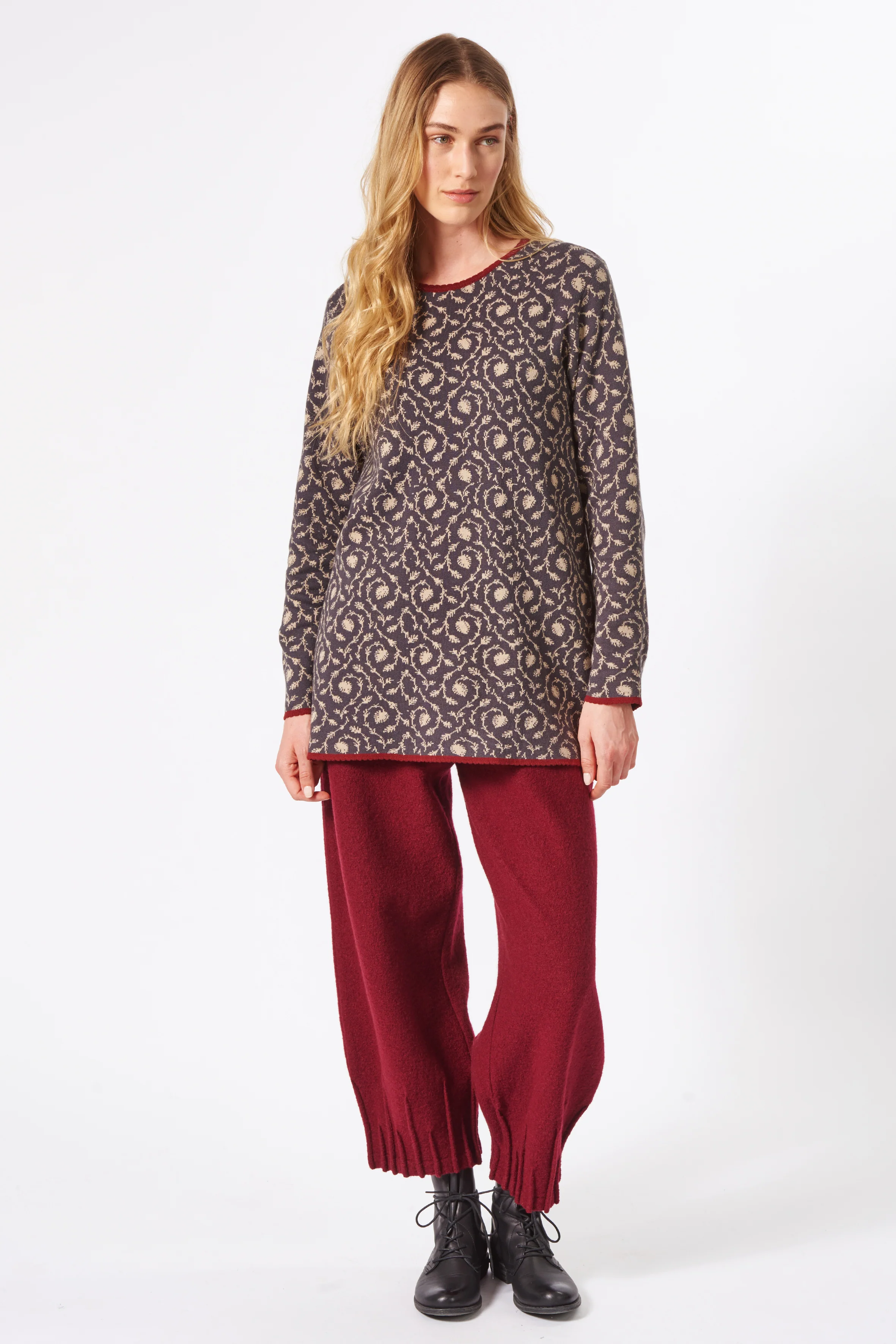 Jacquard-Longstrickpullover aus Bio-Baumwolle