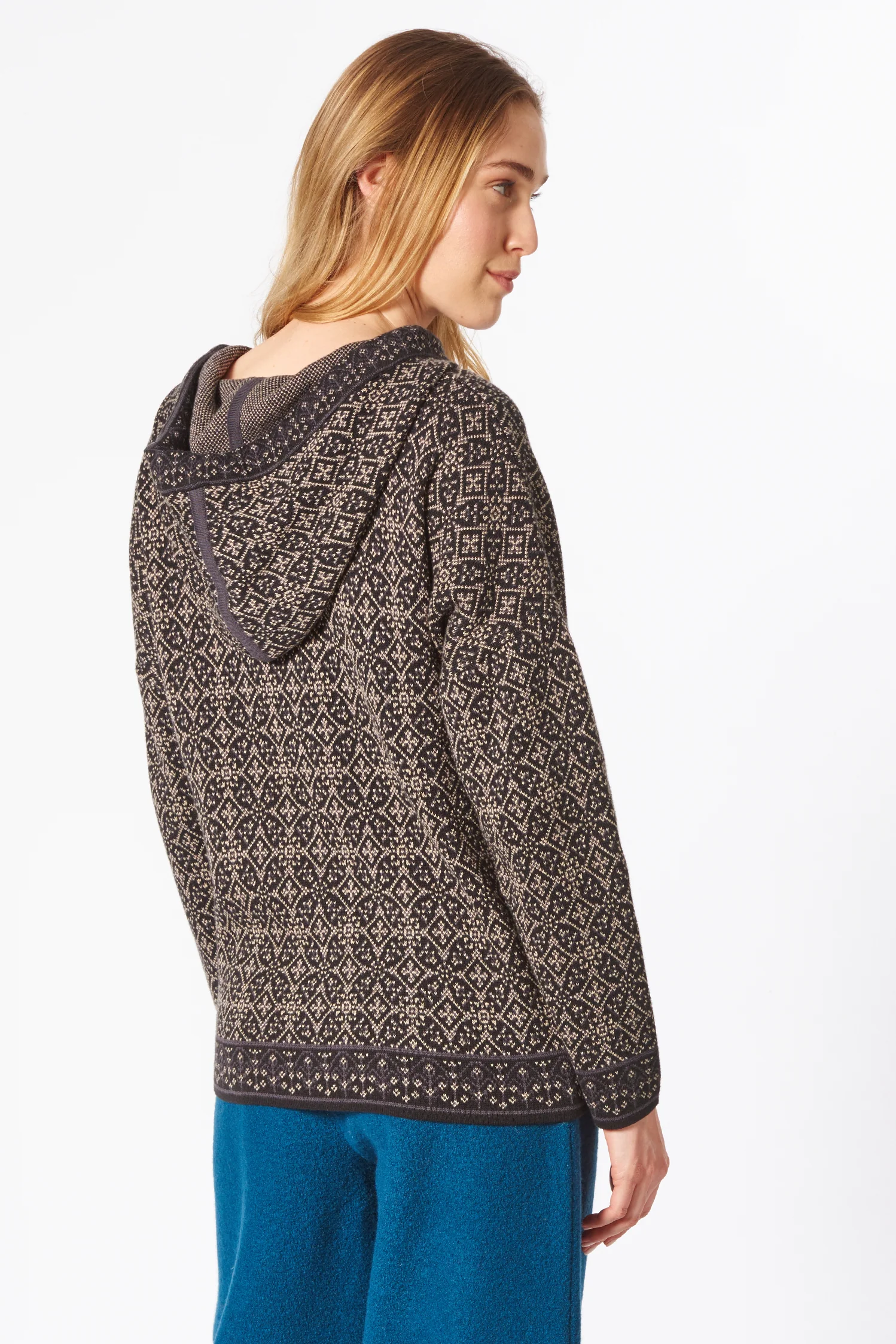 Kapuzenjacke im Jacquard-Design aus Bio-Baumwolle
