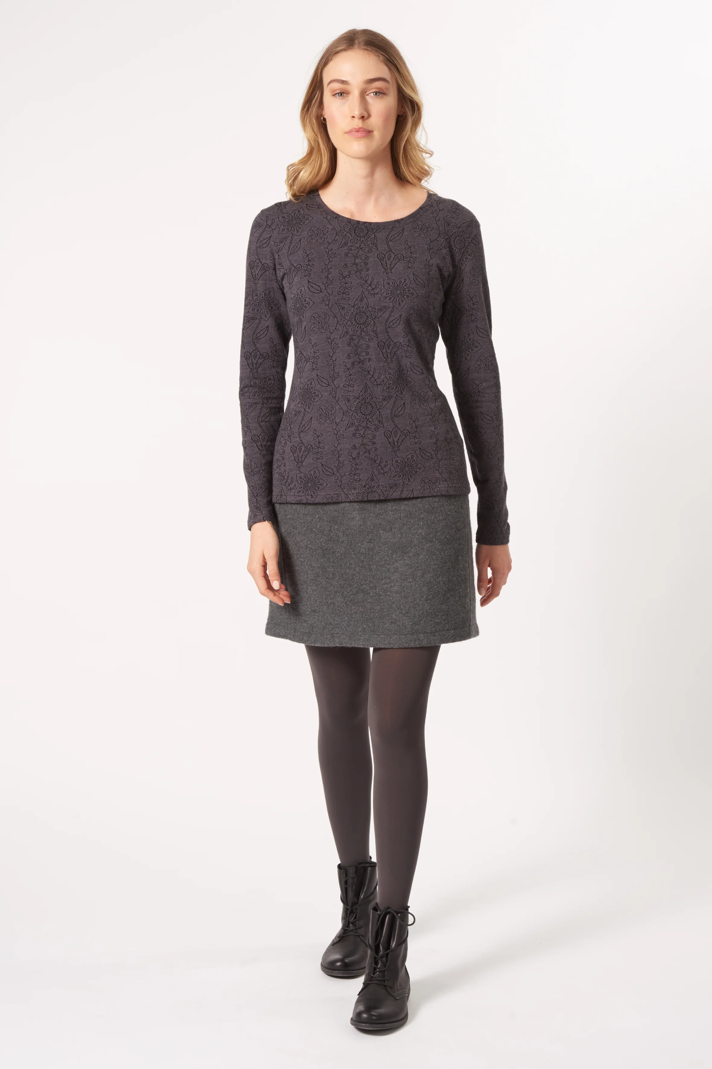 Jacquard-Jersey Langarmshirt aus Bio-Baumwolle