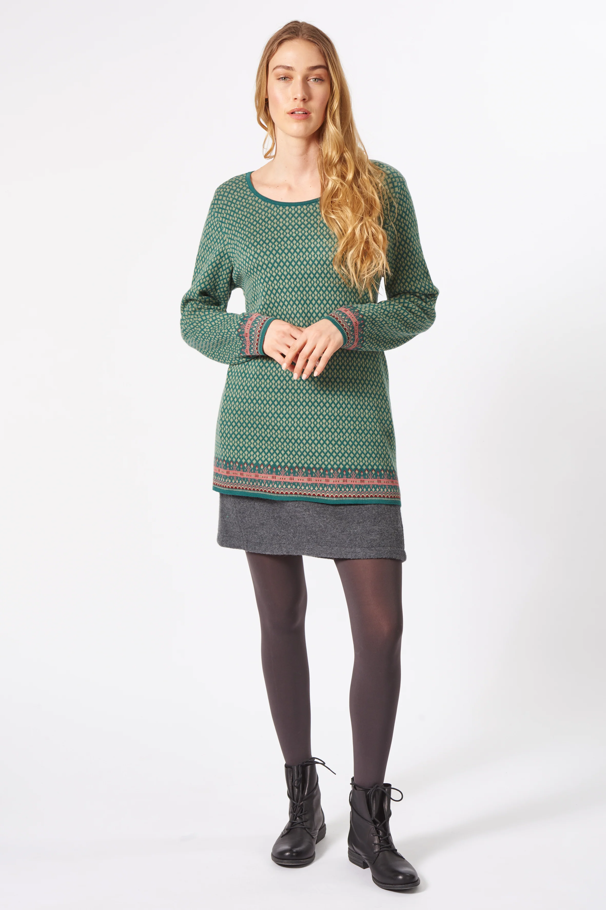 Longpullover aus reiner Bio-Baumwolle im Jacquard-Strick
