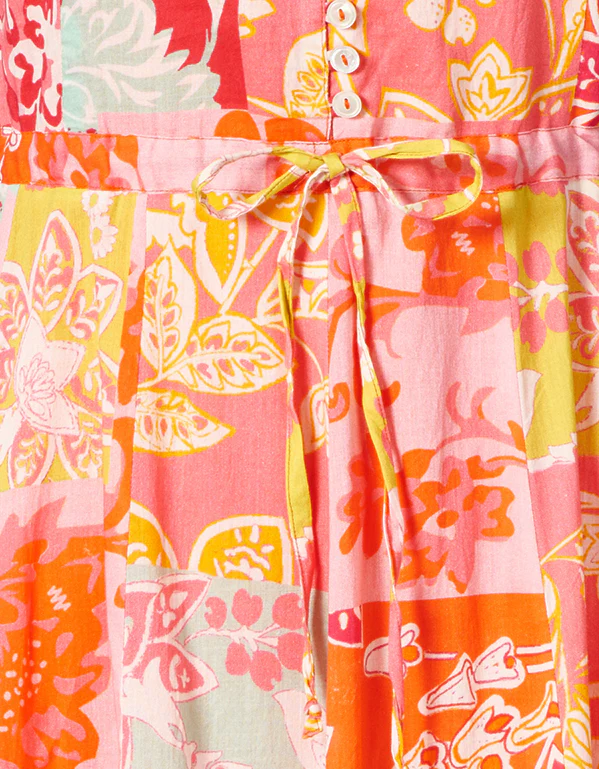Midi Kleid in pastel Patchwork aus reiner Bio-Baumwolle