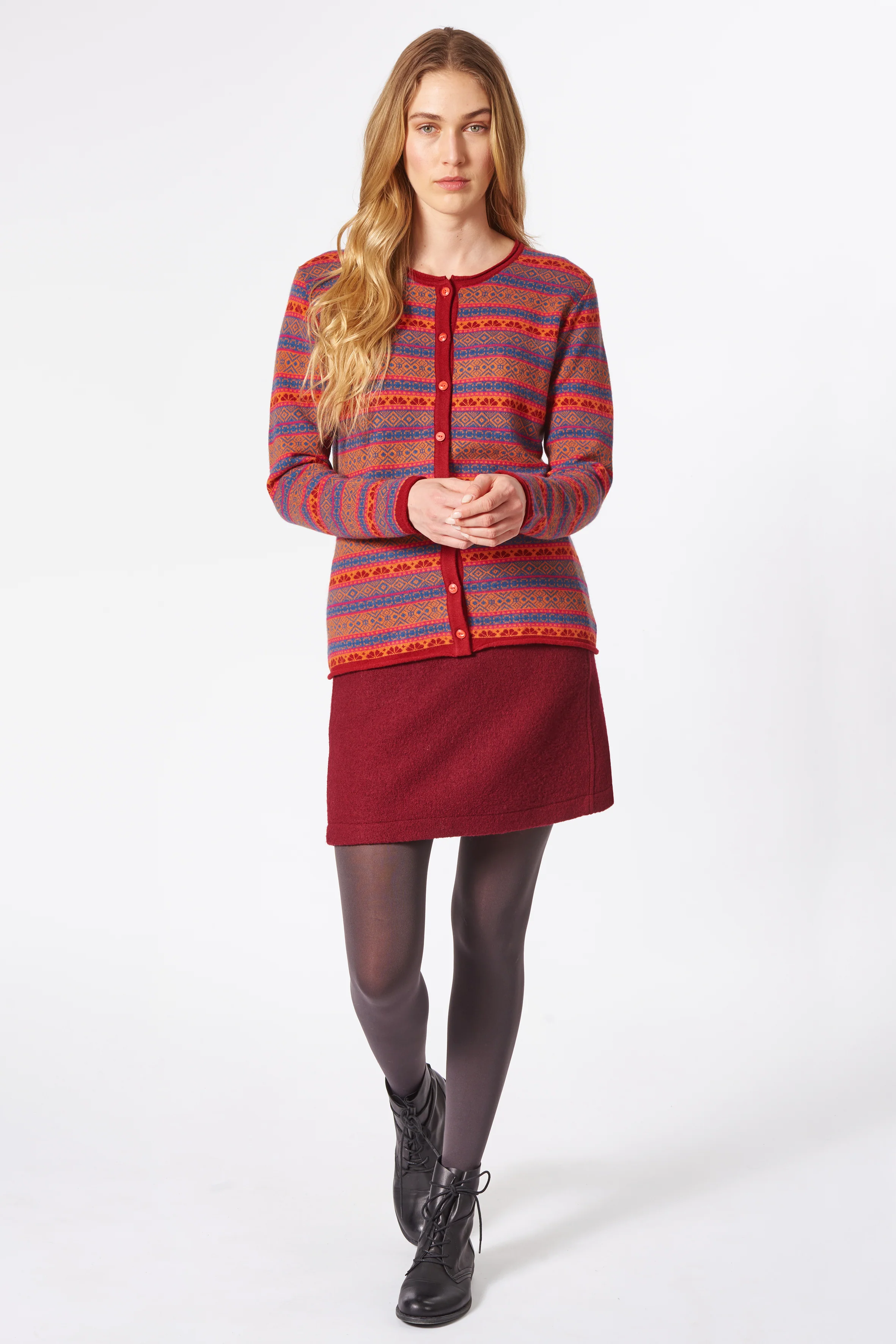 Jacquard-Cardigan aus Merinowolle mit Kaschmir