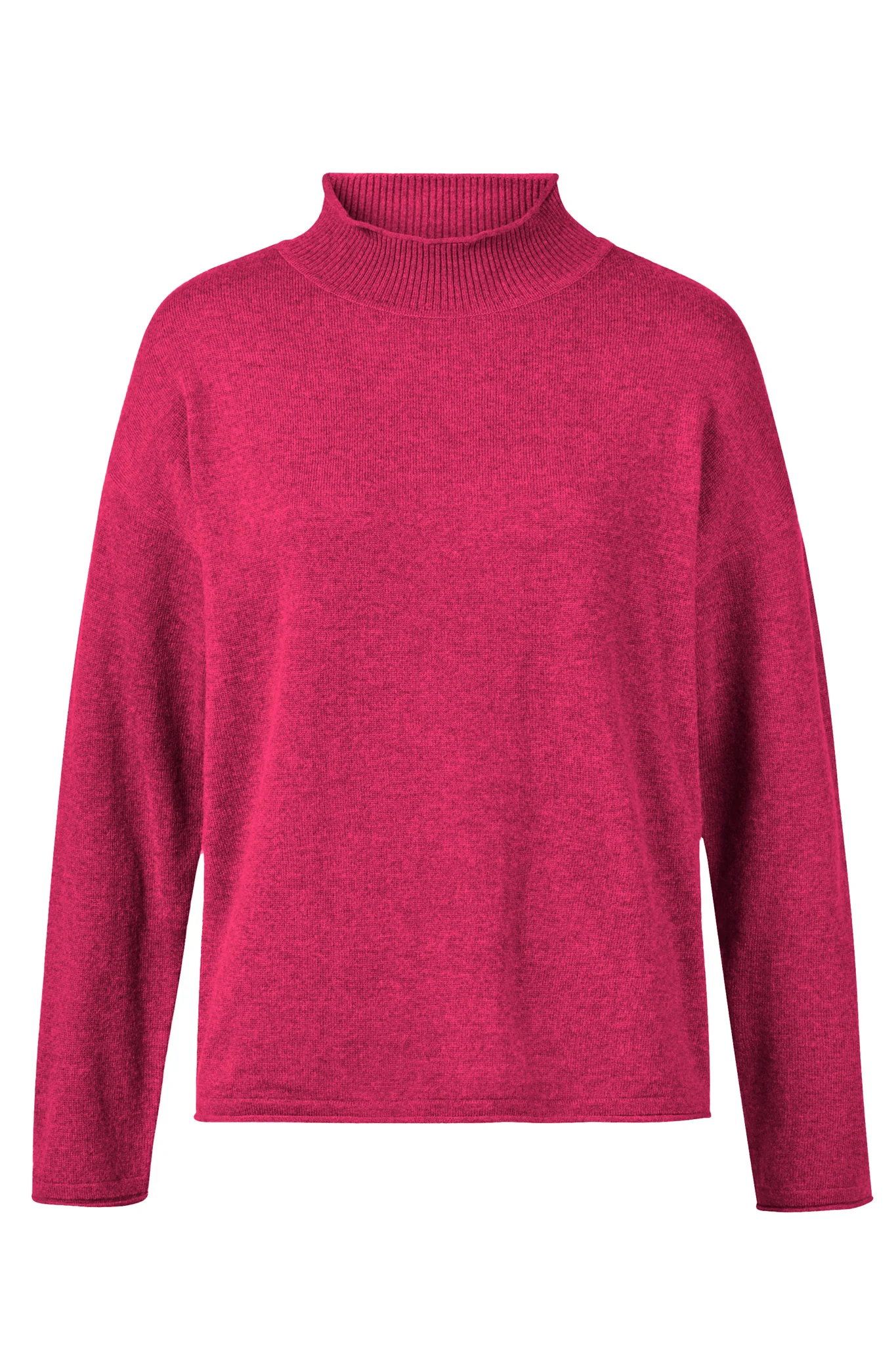 Feinstrick-Pullover mit Stehkragen aus Merino-Kaschmirmix, unifarben