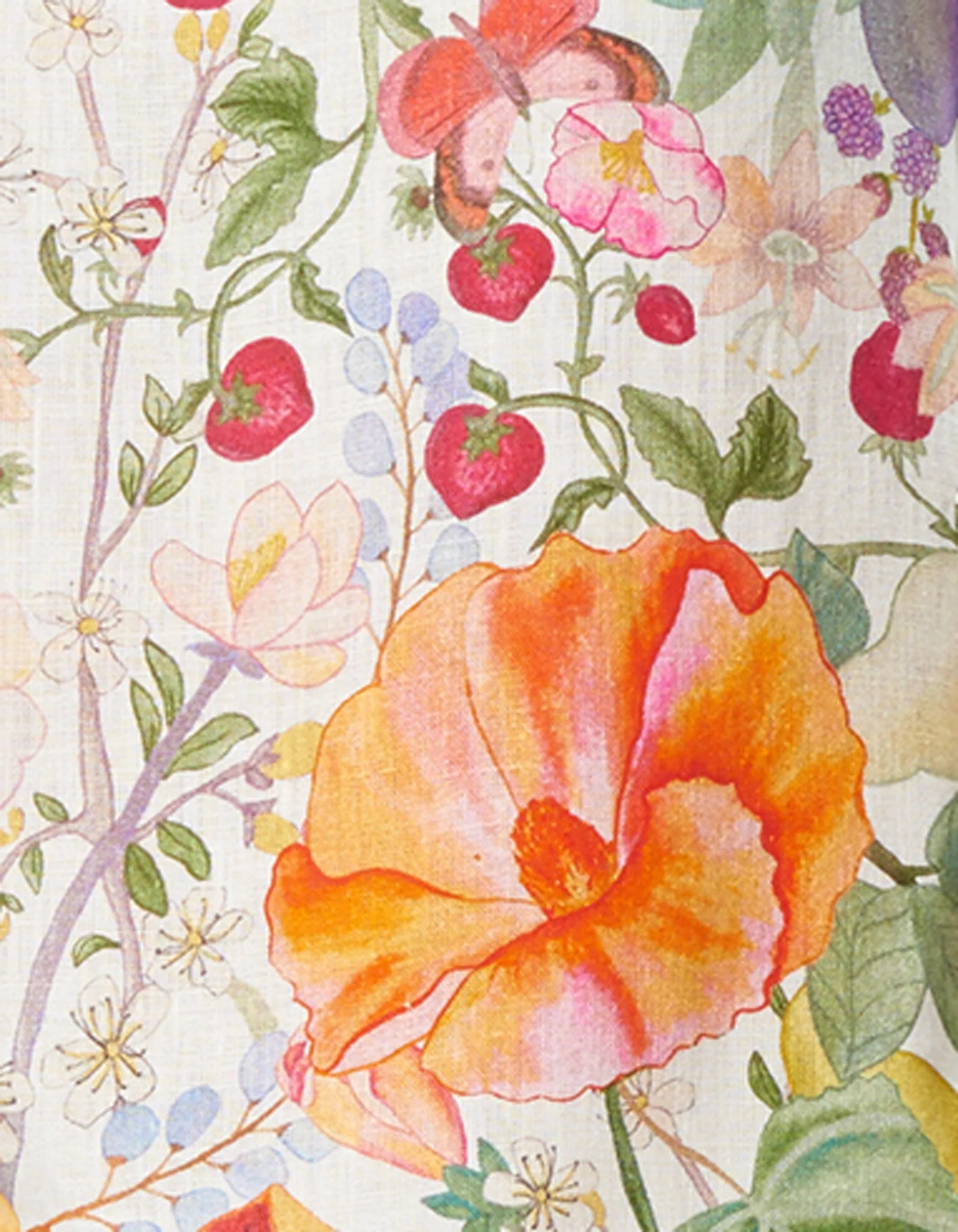 Leinenshirt Belina wei mit floralem Muster
