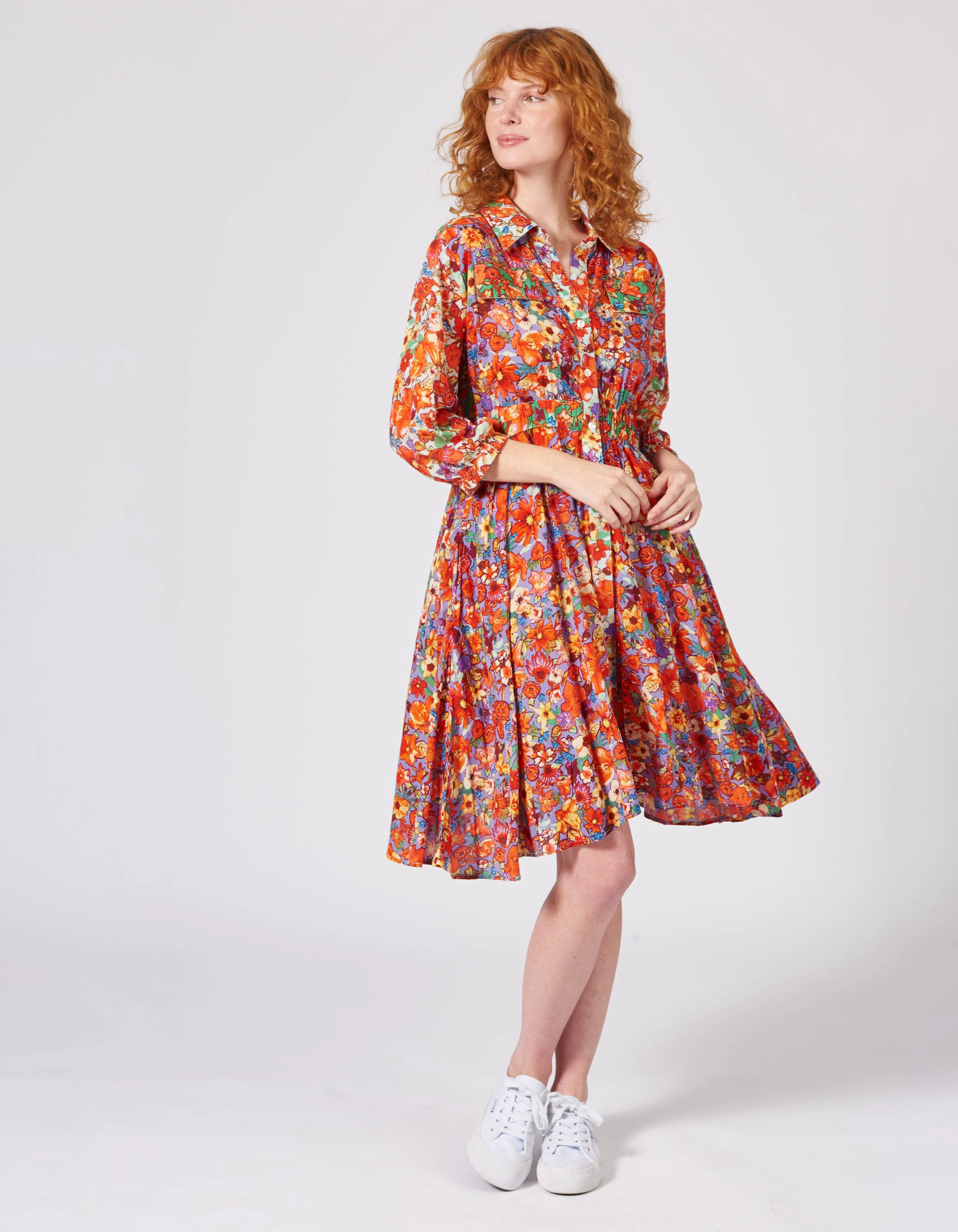 Midi Kleid mit Blumenprint aus Viskose