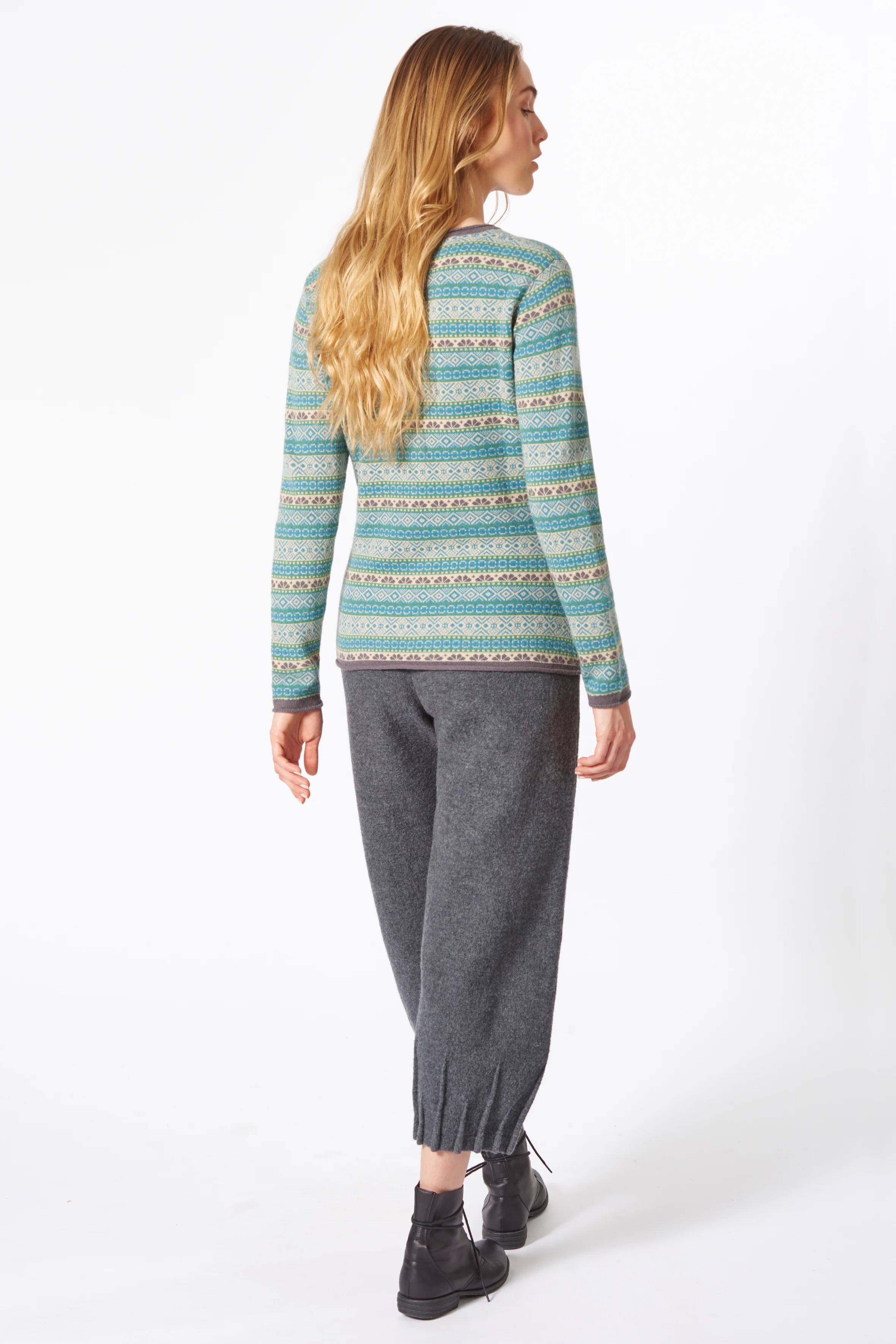 Jacquard-Cardigan aus Merinowolle mit Kaschmir