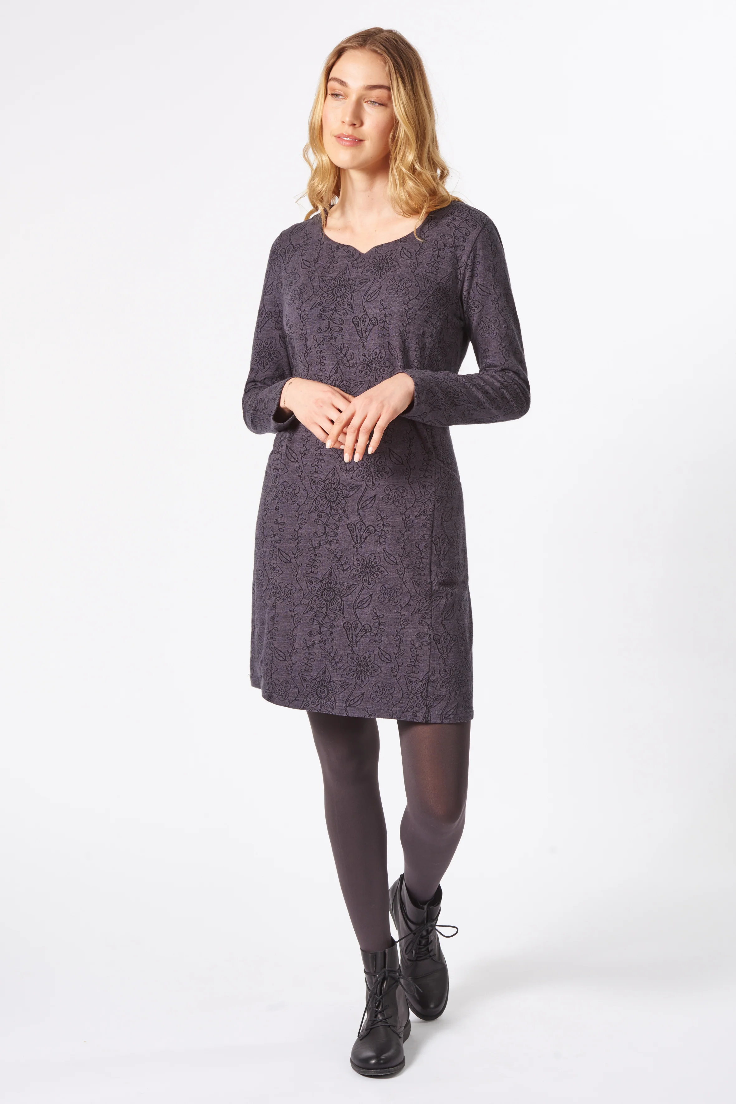 Jacquard Kleid in Midilnge aus Bio-Baumwolle (GOTS zertifiziert) in schwarz