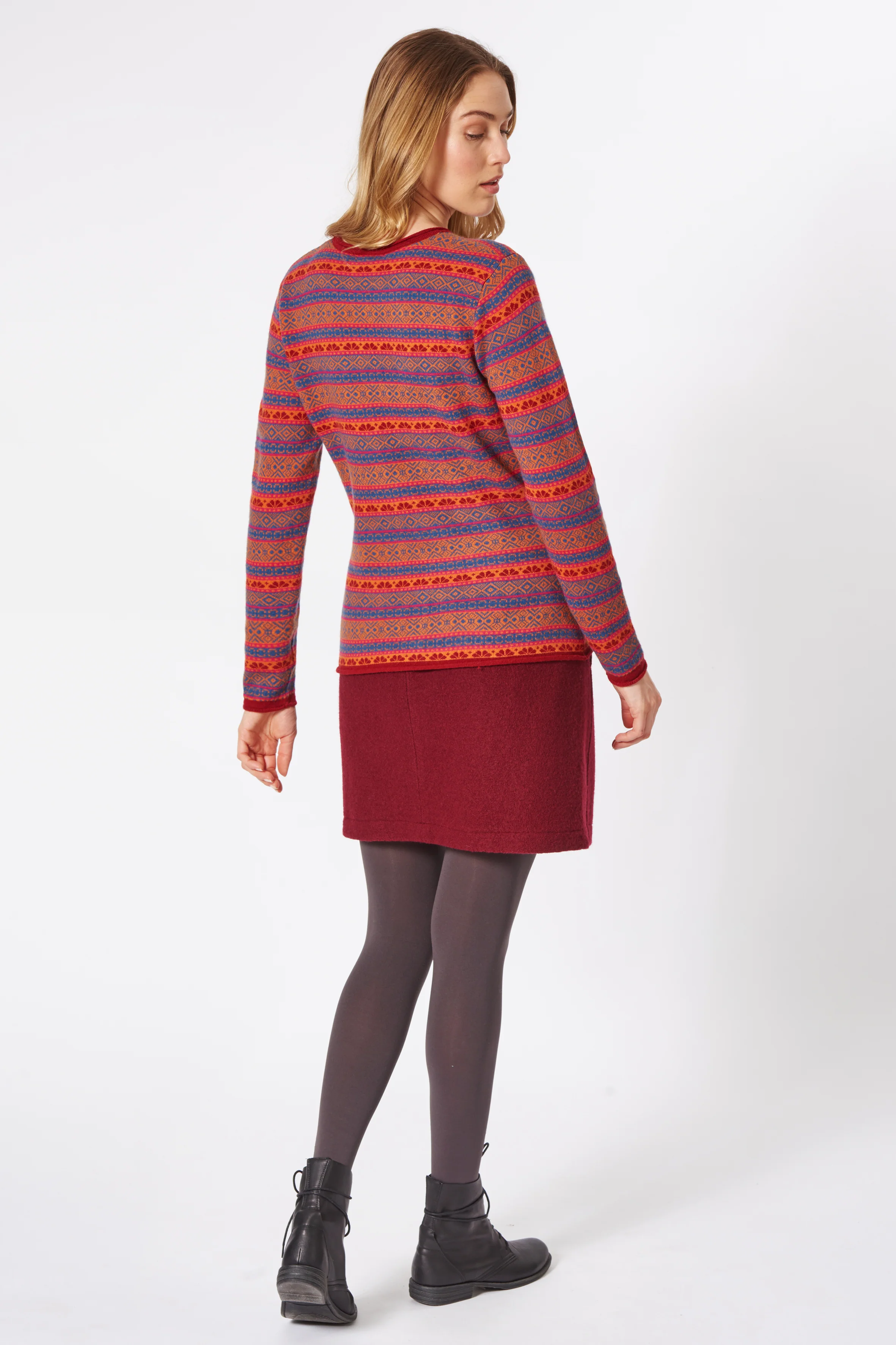 Jacquard-Cardigan aus Merinowolle mit Kaschmir